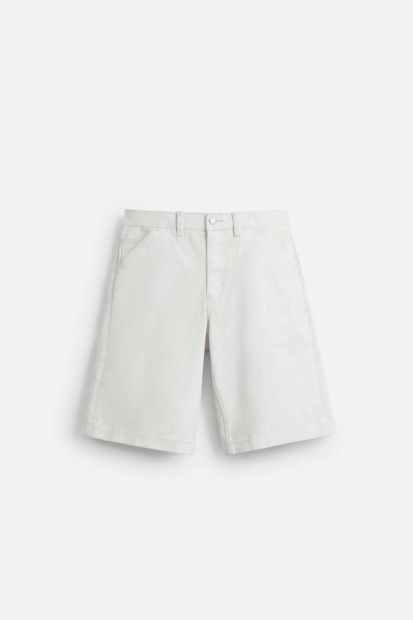 WAXED EFFECT BAGGY FIT DENIM SHORTS Product Image