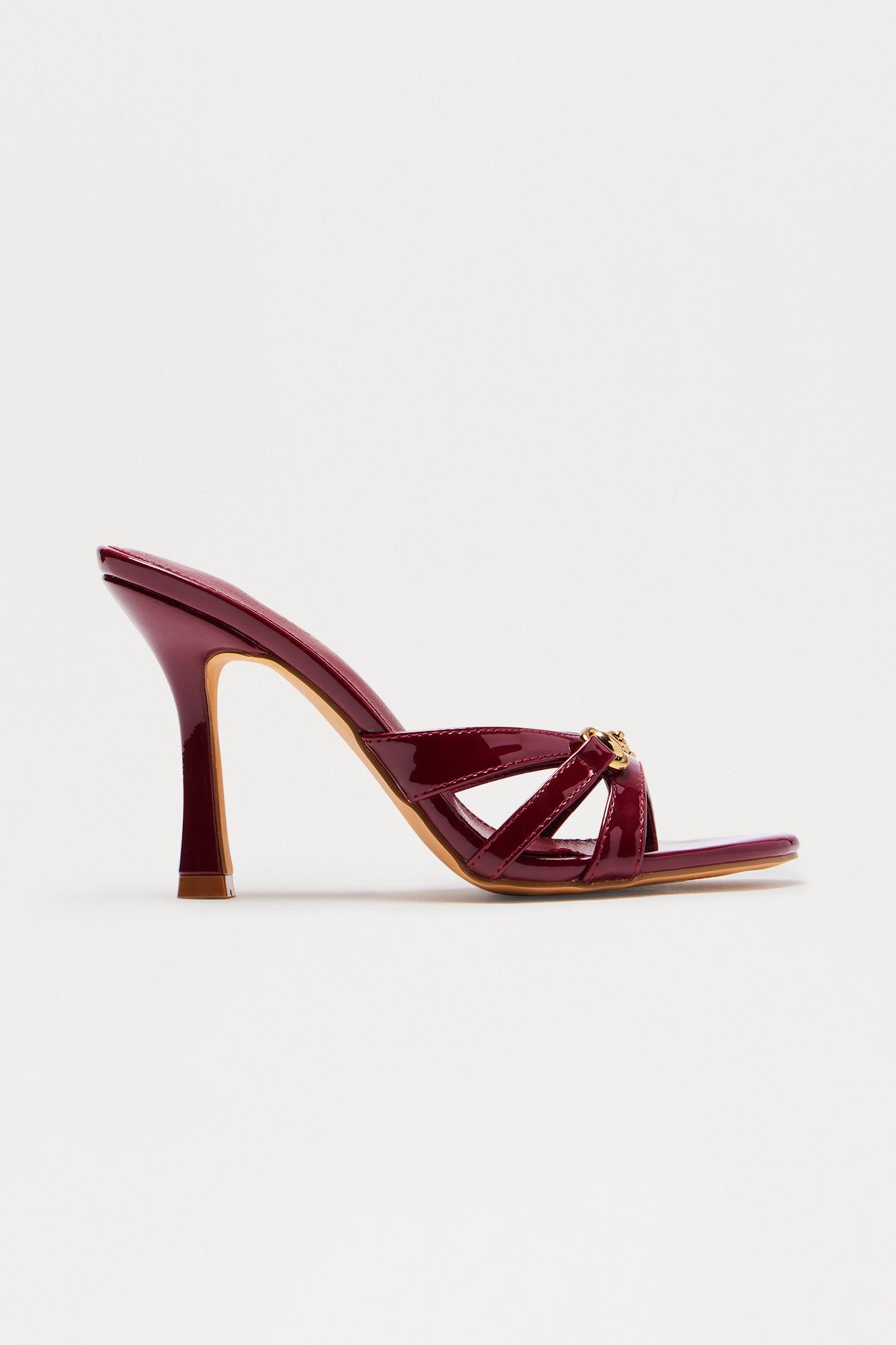 Cider Hardware Faux Patent Heels - Burgundy Product Image