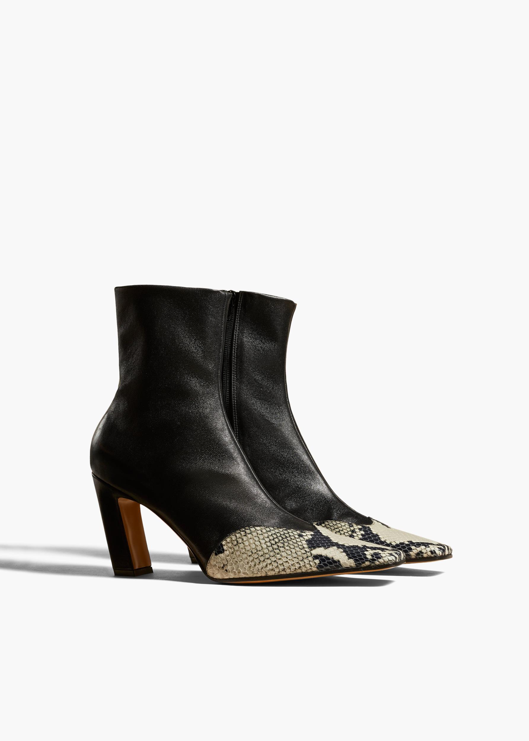 Nevada Stretch High Boot in Black with Natural Python-Embossed Leather Product Image