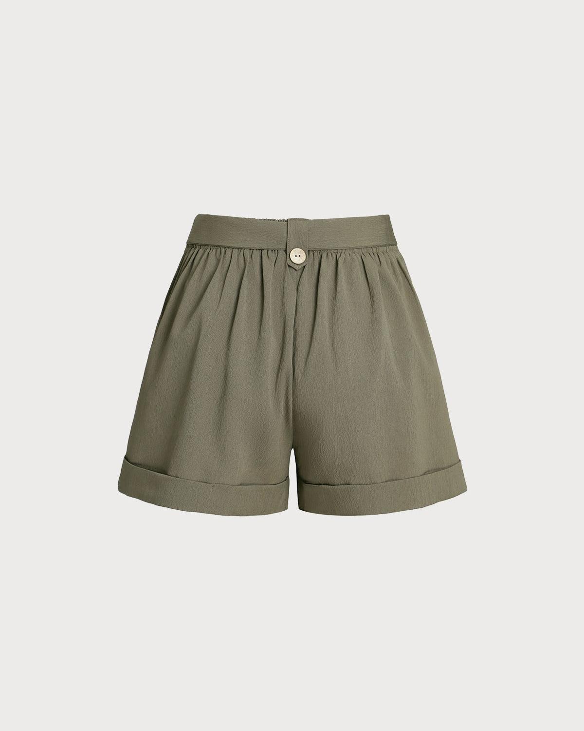 Army Green Button Shorts Product Image