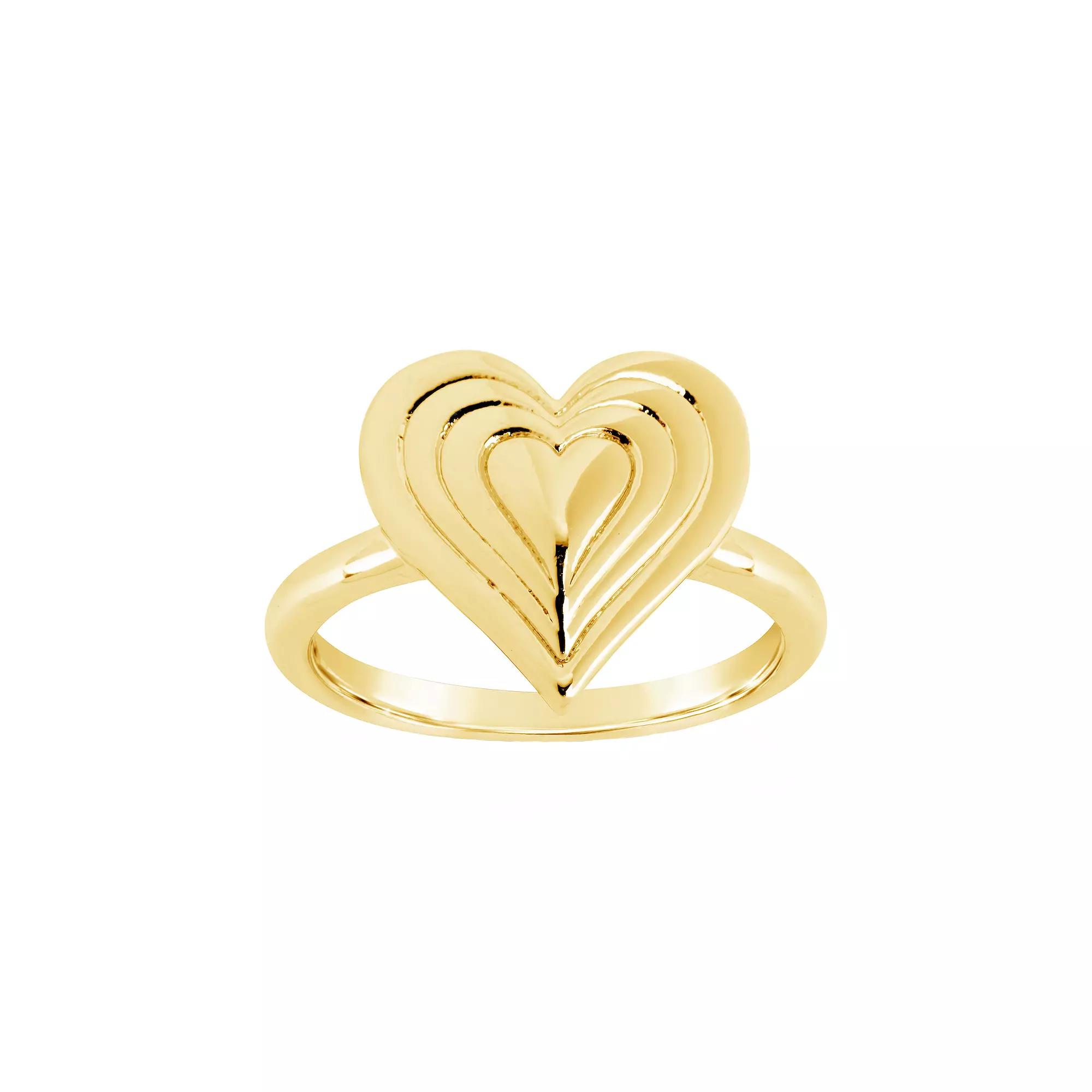 MC Collective Textured Heart Ring, Women's, Size: 9, Gold Tone Product Image