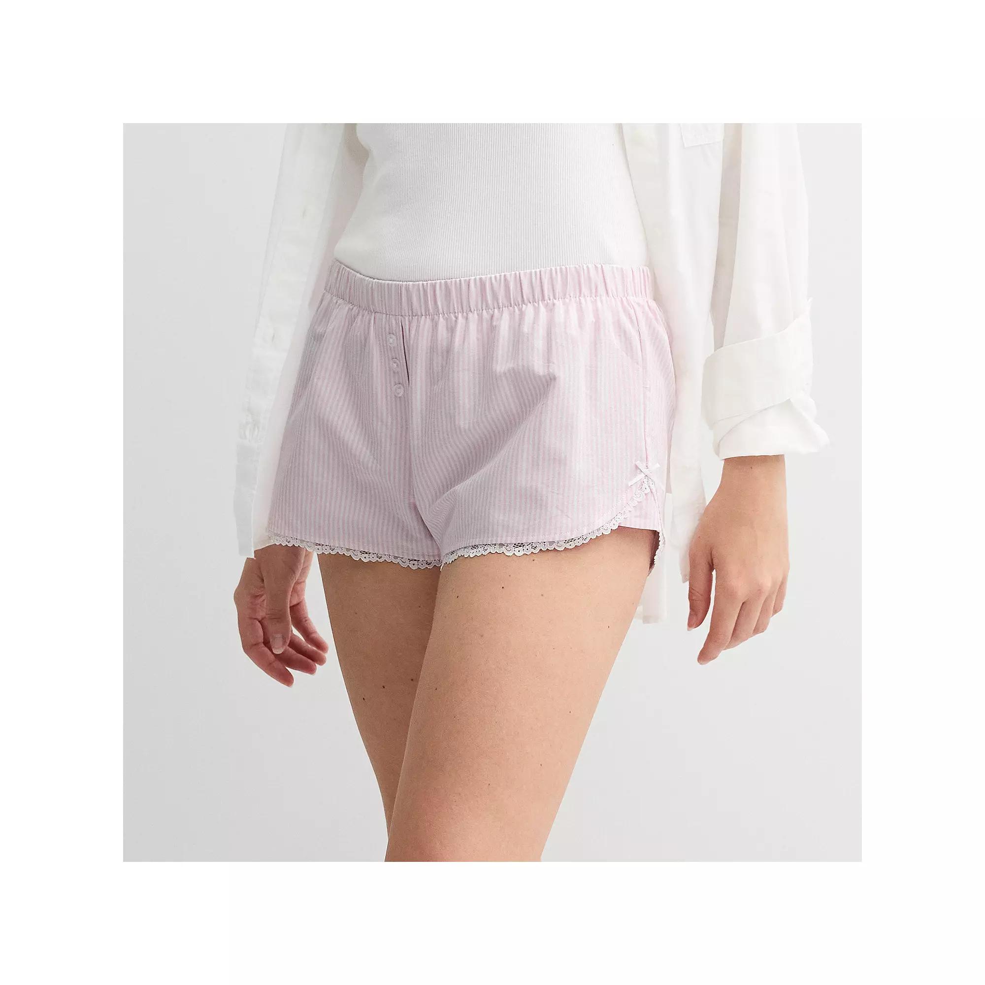 Juniors Threads of Luxx Button Boxer Shorts, Womens Product Image