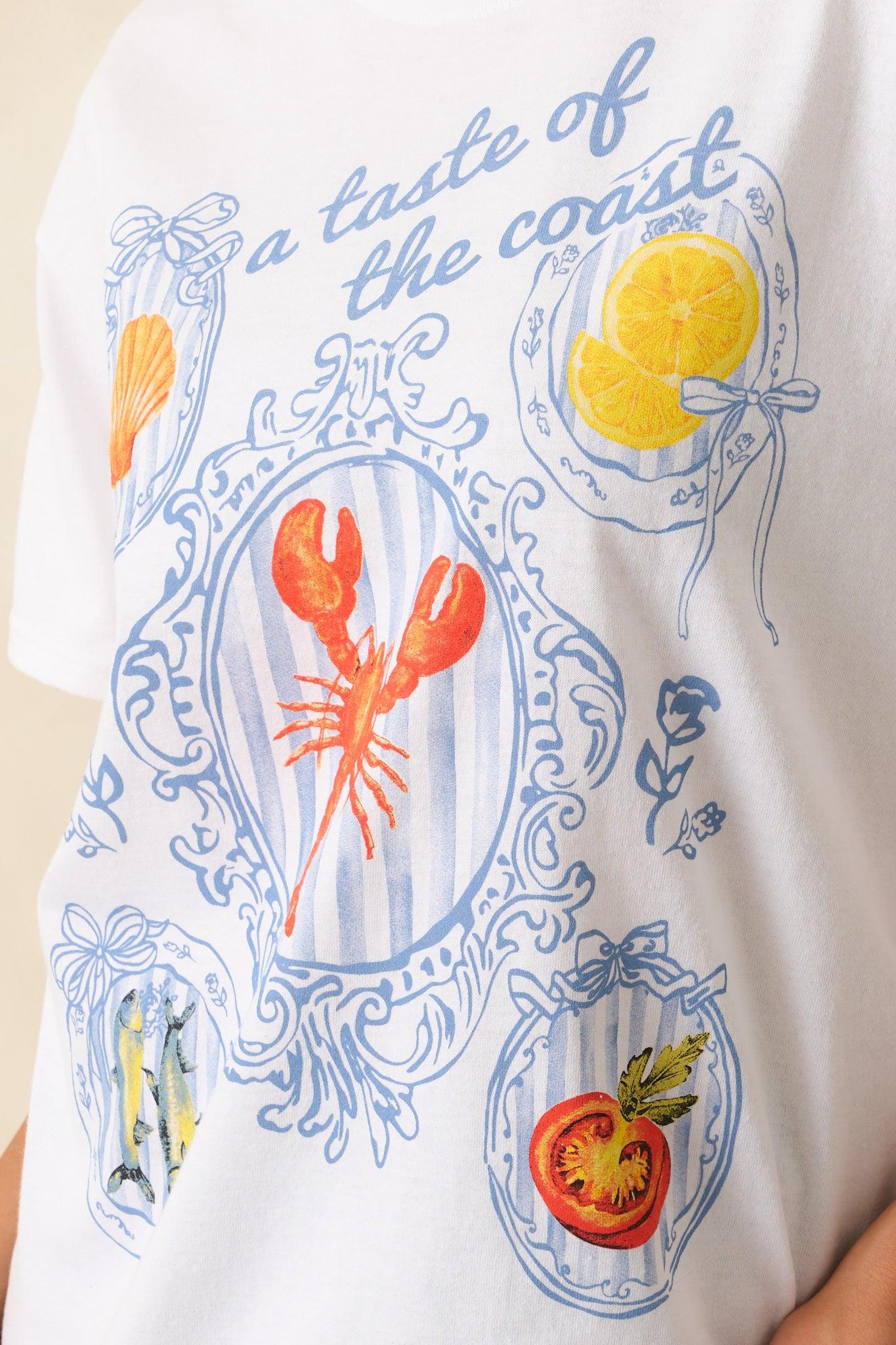 A Taste Of The Coast White Cotton Coastal Graphic Tee Product Image