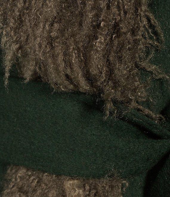 Chelsea & Violet Beatrix Wool Blend Faux Fur Trim Shawl Collar Long Sleeve Tie Front Long Topcoat Product Image