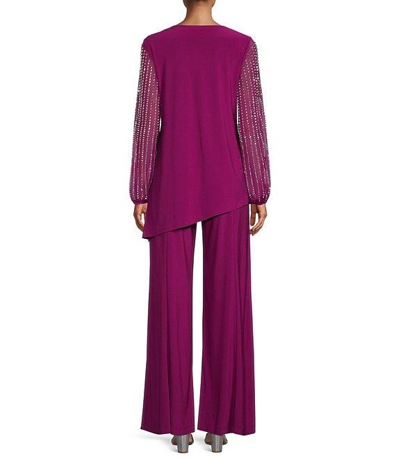 Marina Beaded Long Sleeve Crew Neck 2-Piece Pant Set Product Image