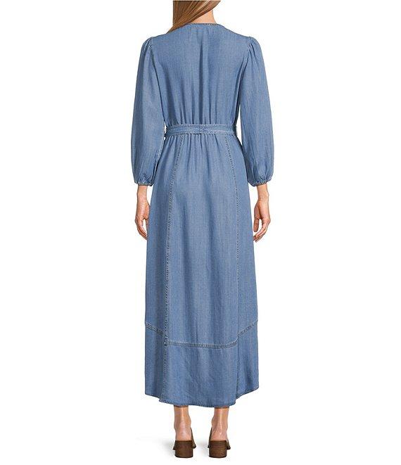 Nurture by Westbound Faux Wrap V-Neckline 3/4 Sleeve Belted Midi Dress Product Image