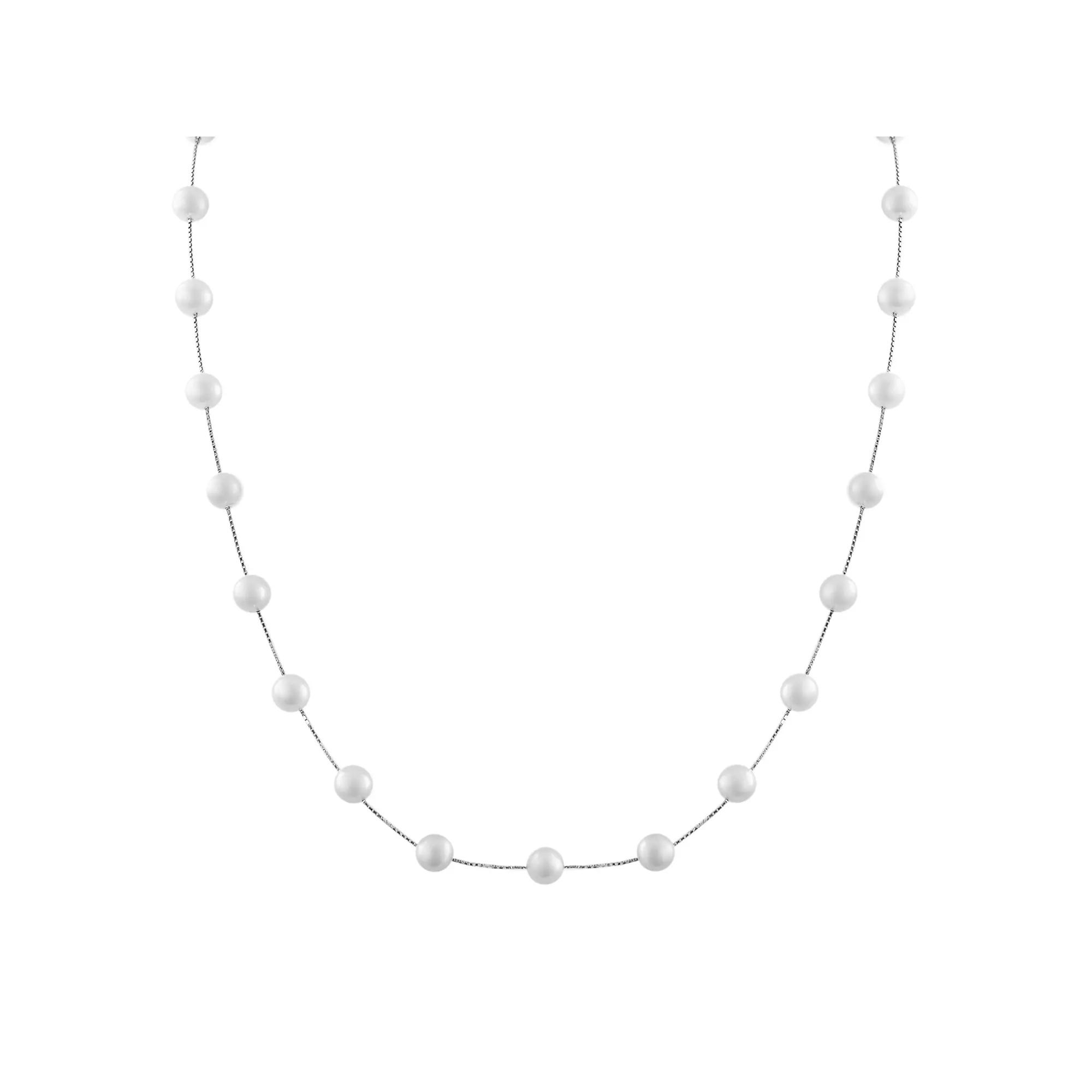 PearLustre by Imperial 10k White Gold Freshwater Cultured Pearl Station Necklace, Women's,  Product Image