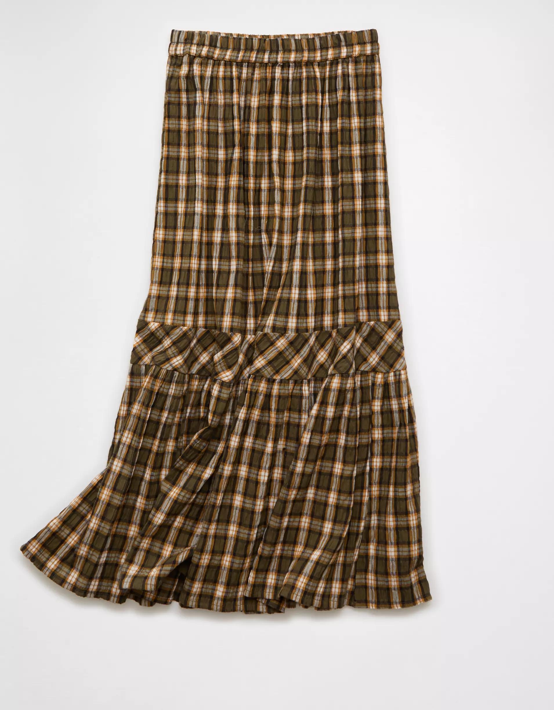 AE Plaid Maxi Skirt Product Image