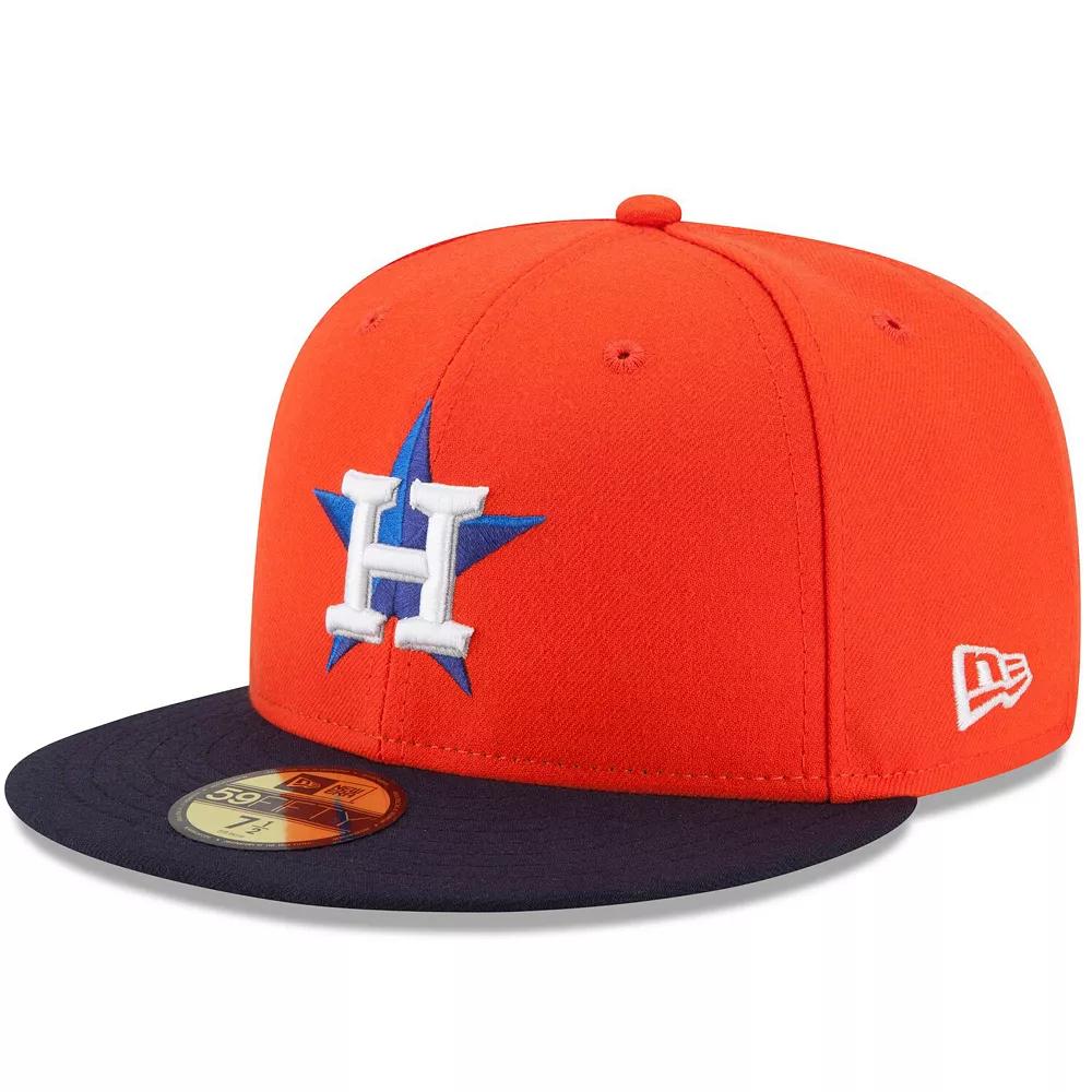 Men's New Era Orange/Navy Houston Astros Alternate Authentic Collection On-Field 59FIFTY Fitted Hat,  Product Image