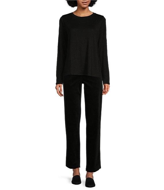 Eileen Fisher Linen Jersey Round Neck Long Sleeve Top Product Image