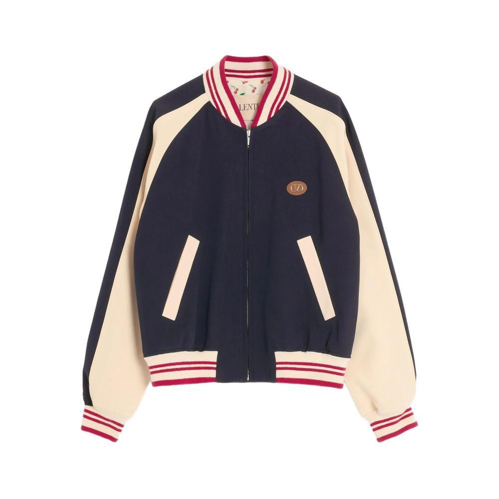 VALENTINO La Chat De La Maison Wool Bomber Jacket In Black Product Image
