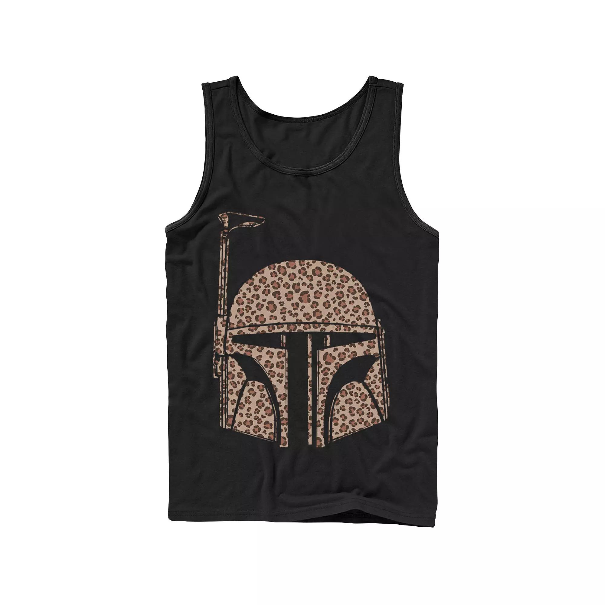 Men's Star Wars Boba Fett Helmet Cheetah Print Fill Tank Top,  Product Image