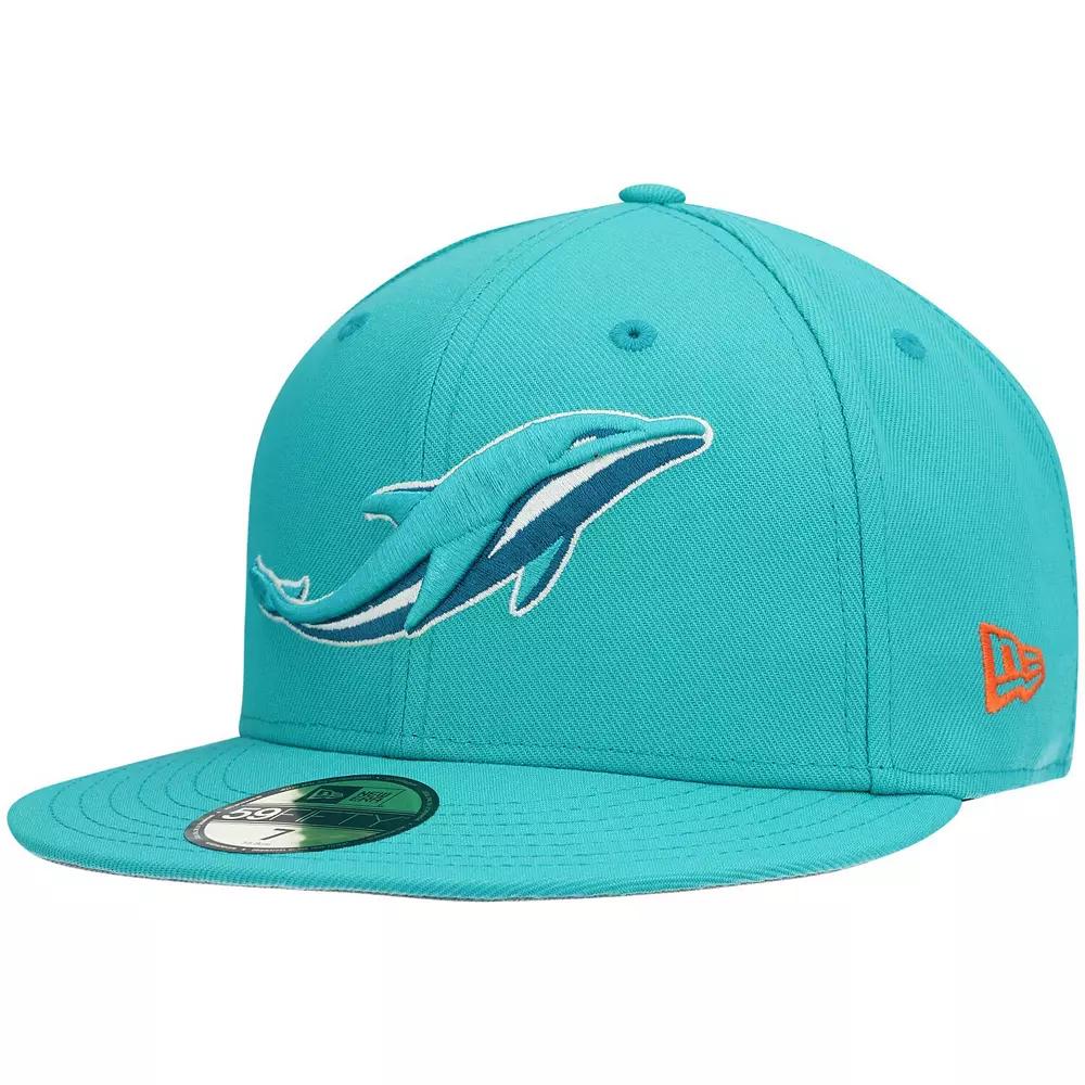 Men's New Era Aqua Miami Dolphins Omaha 59FIFTY Fitted Hat,  Product Image