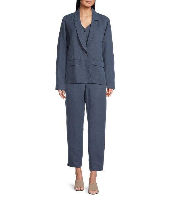 Eileen Fisher Linen Silk Twill Notch Lapel Long Sleeve Blazer Product Image