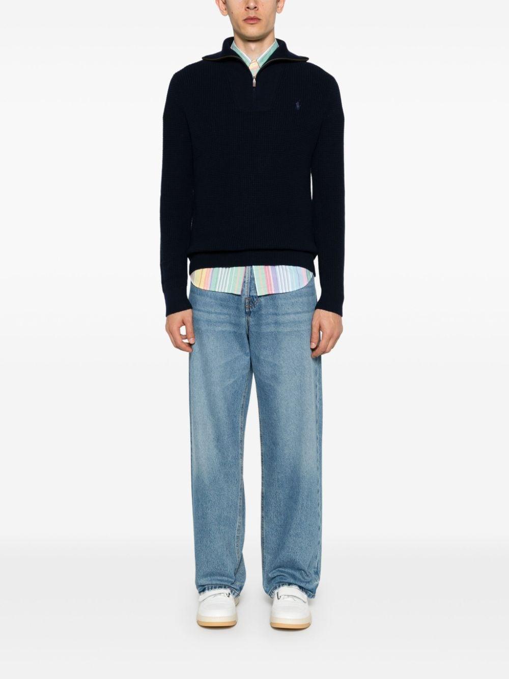 waffle knit zip-up jumper Product Image