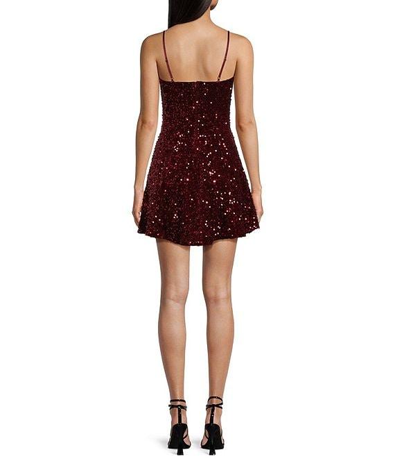 Honey and Rosie Spaghetti Strap A-Line Festive Velvet Dress Product Image