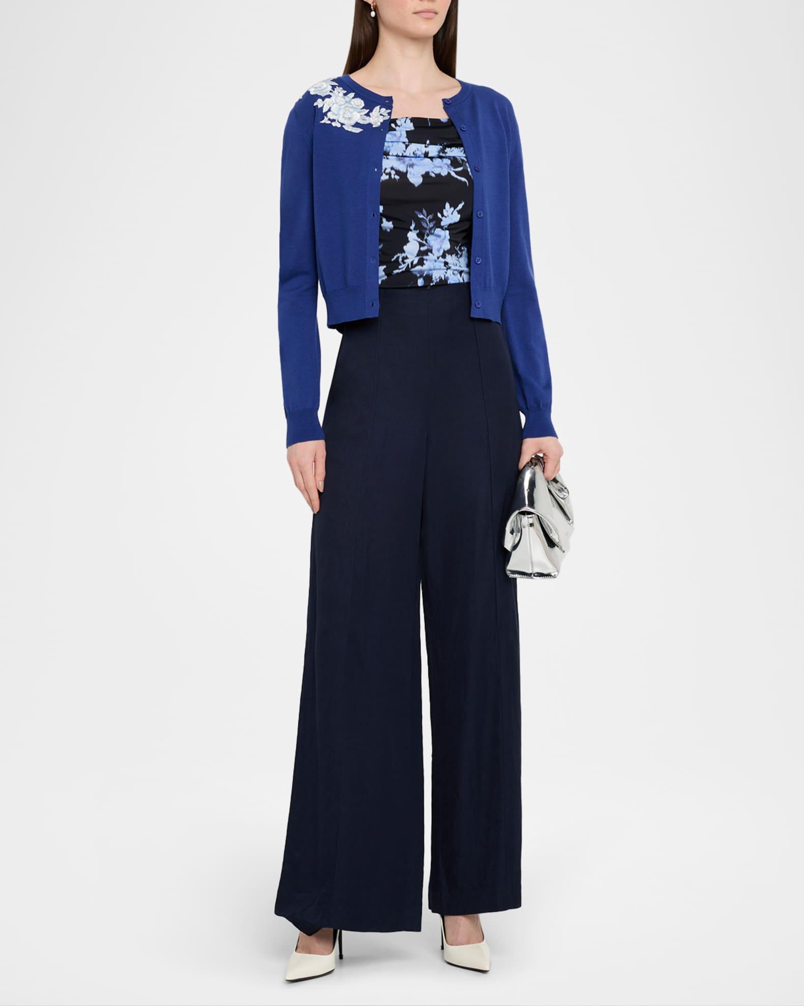 Floral Embroidered Crewneck Cardigan Product Image