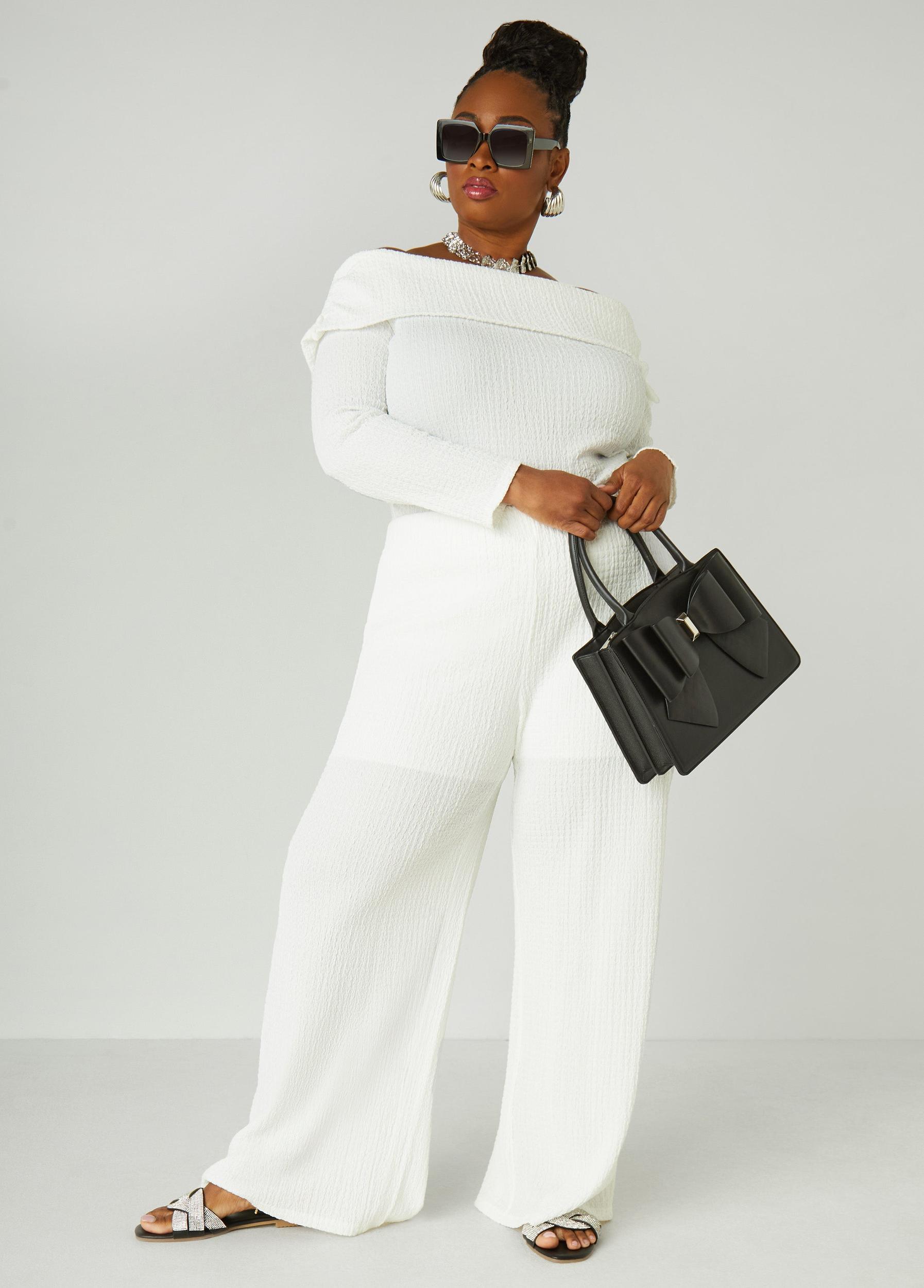 Plus Size Textured Off The Shoulder Top Ashley Stewart Product Image