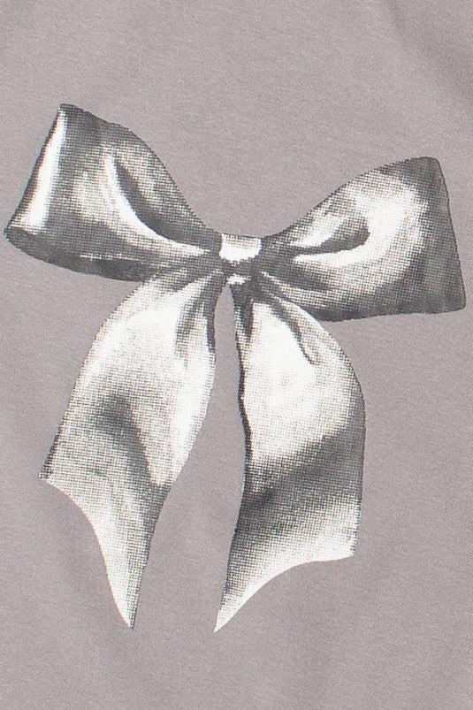 Grayscale Bow Long Sleeve Top Product Image