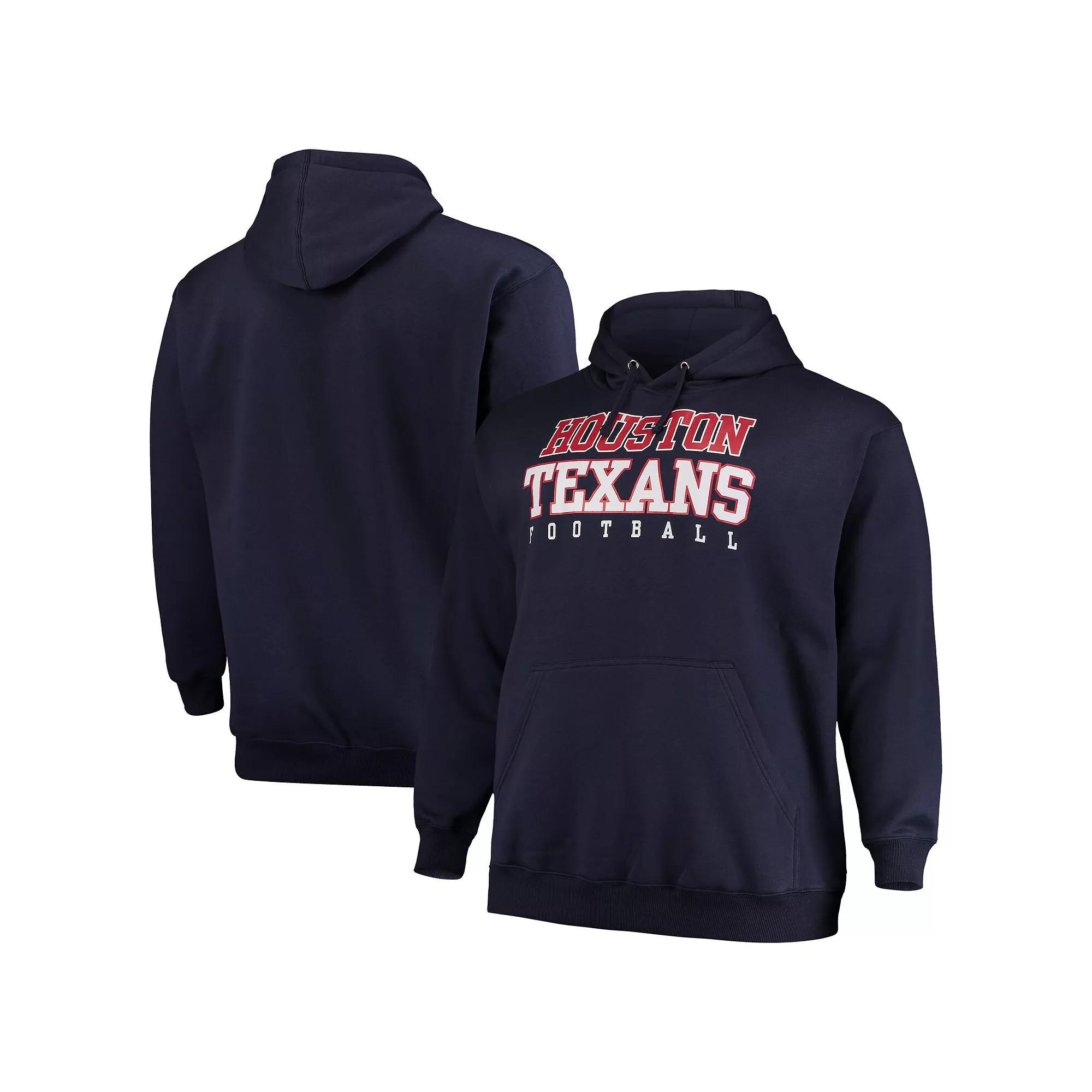 Men's Fanatics Branded Navy Houston Texans Big & Tall Stacked Pullover Hoodie, Size: 2XLT, Blue Product Image