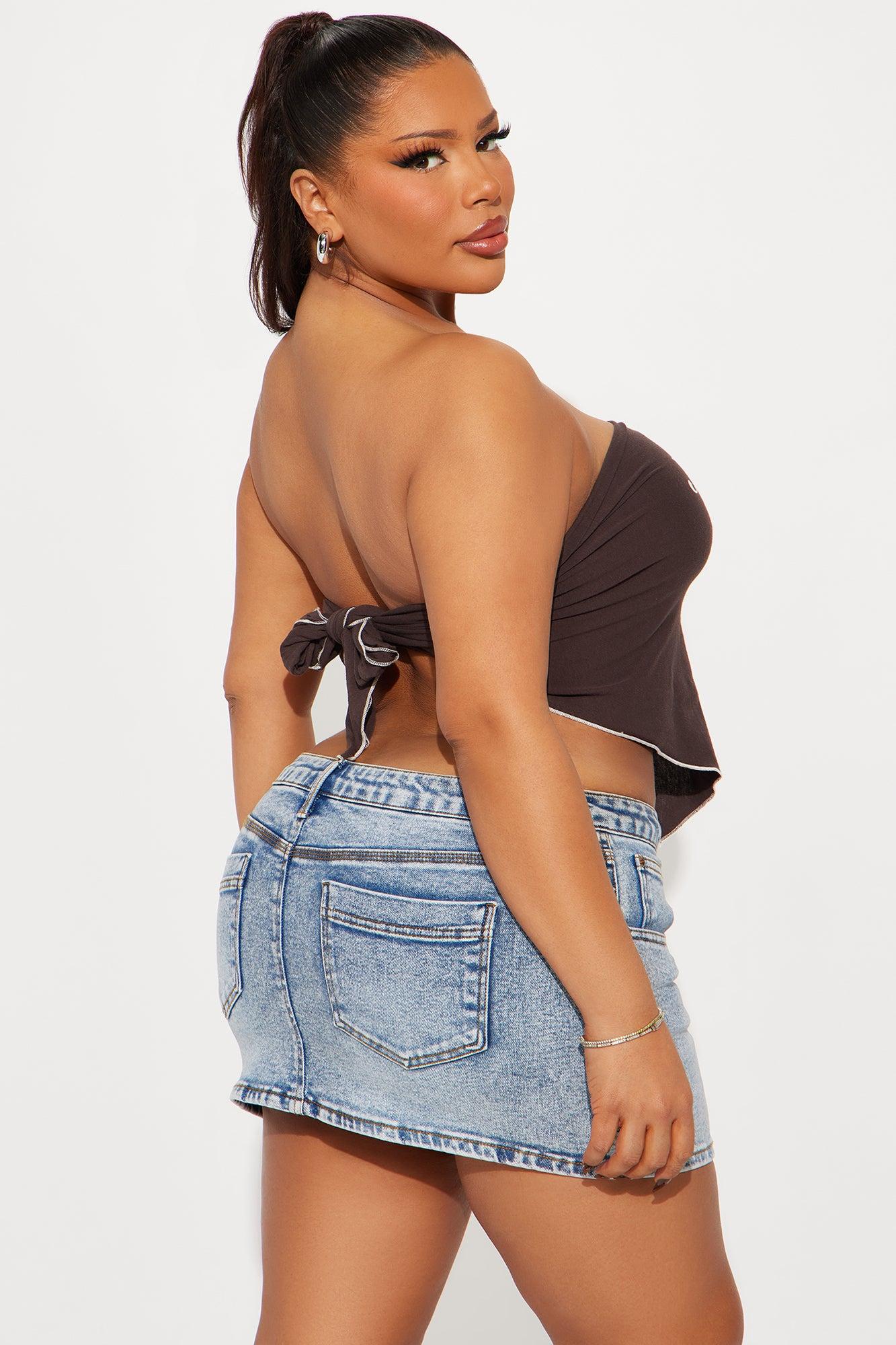 J'Adore Cowboys Scarf Top - Chocolate Product Image