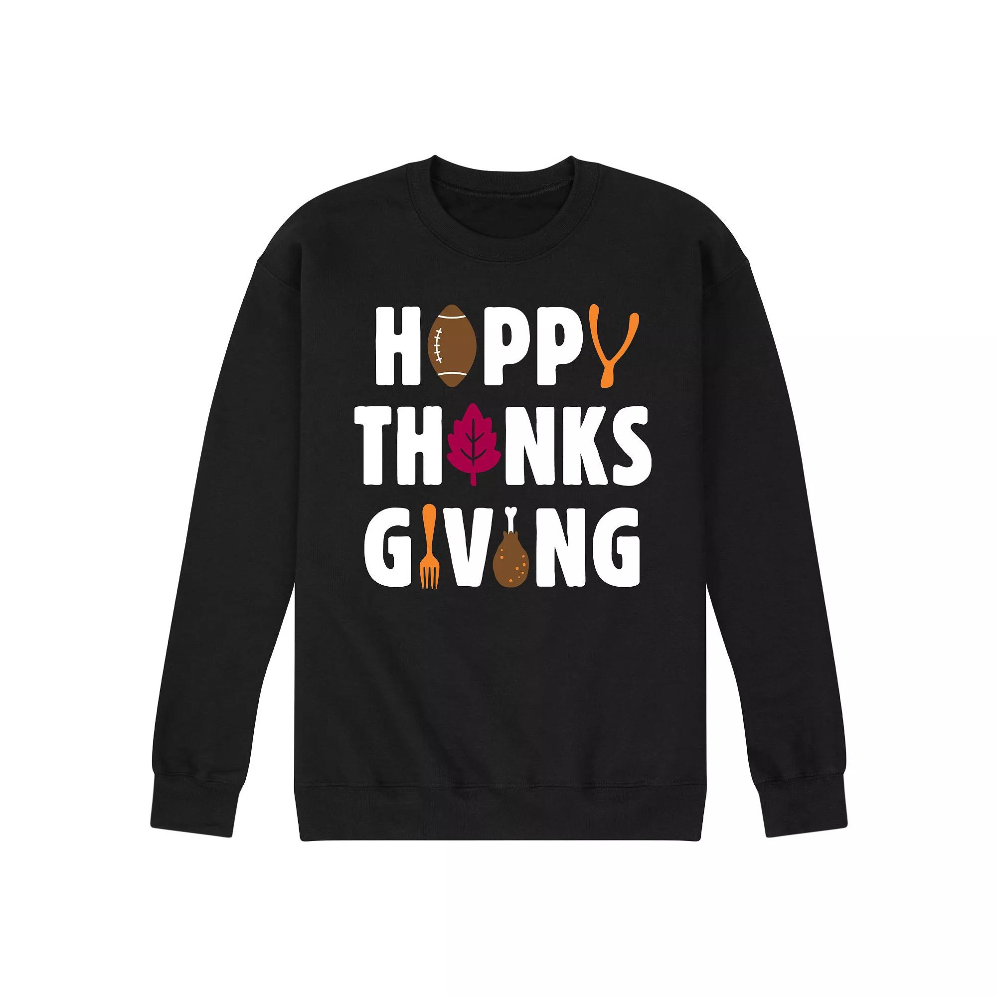 Men's Happy Thanksgiving Icons Fleece Sweatshirt,  Product Image