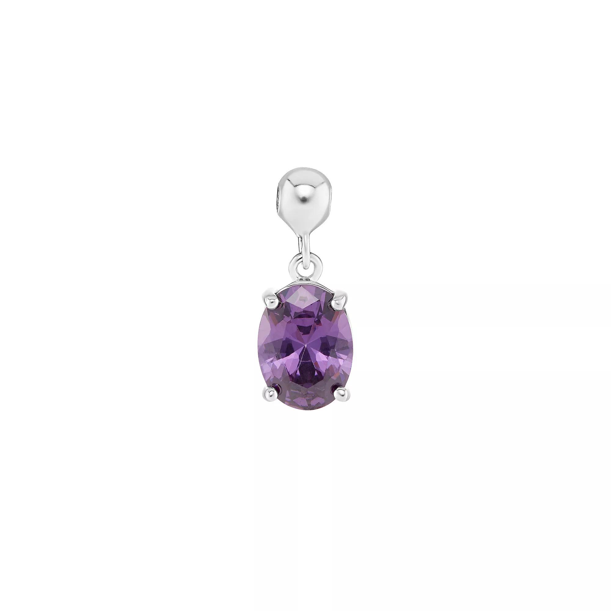 PRIMROSE Sterling Silver Oval Cubic Zirconia Sliding Charm, Womens, Sterling June Product Image