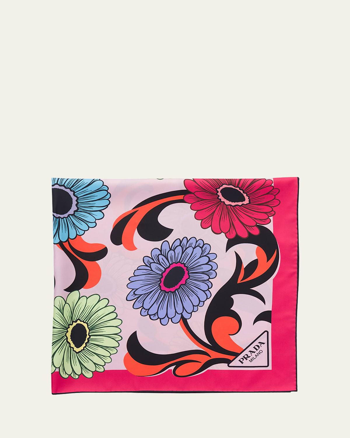 Flower-Print Silk Scarf Product Image