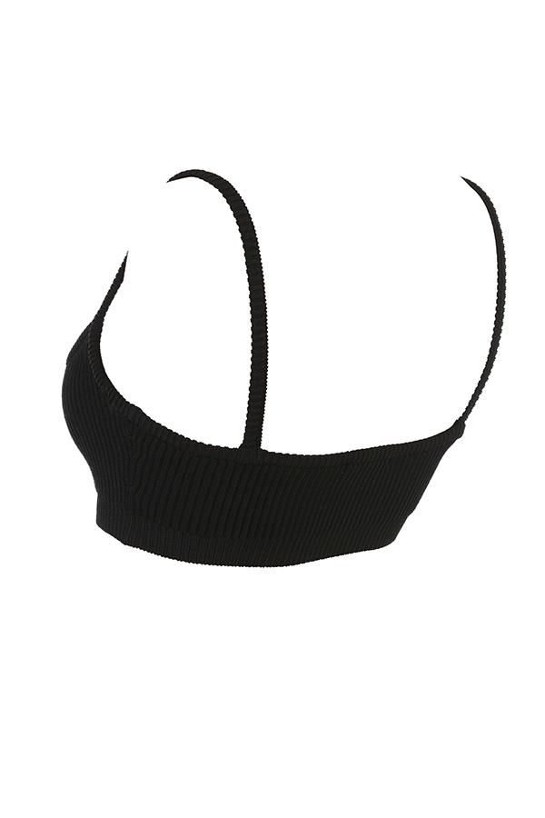 Mischa  black ribbed knit bralette - sale Product Image