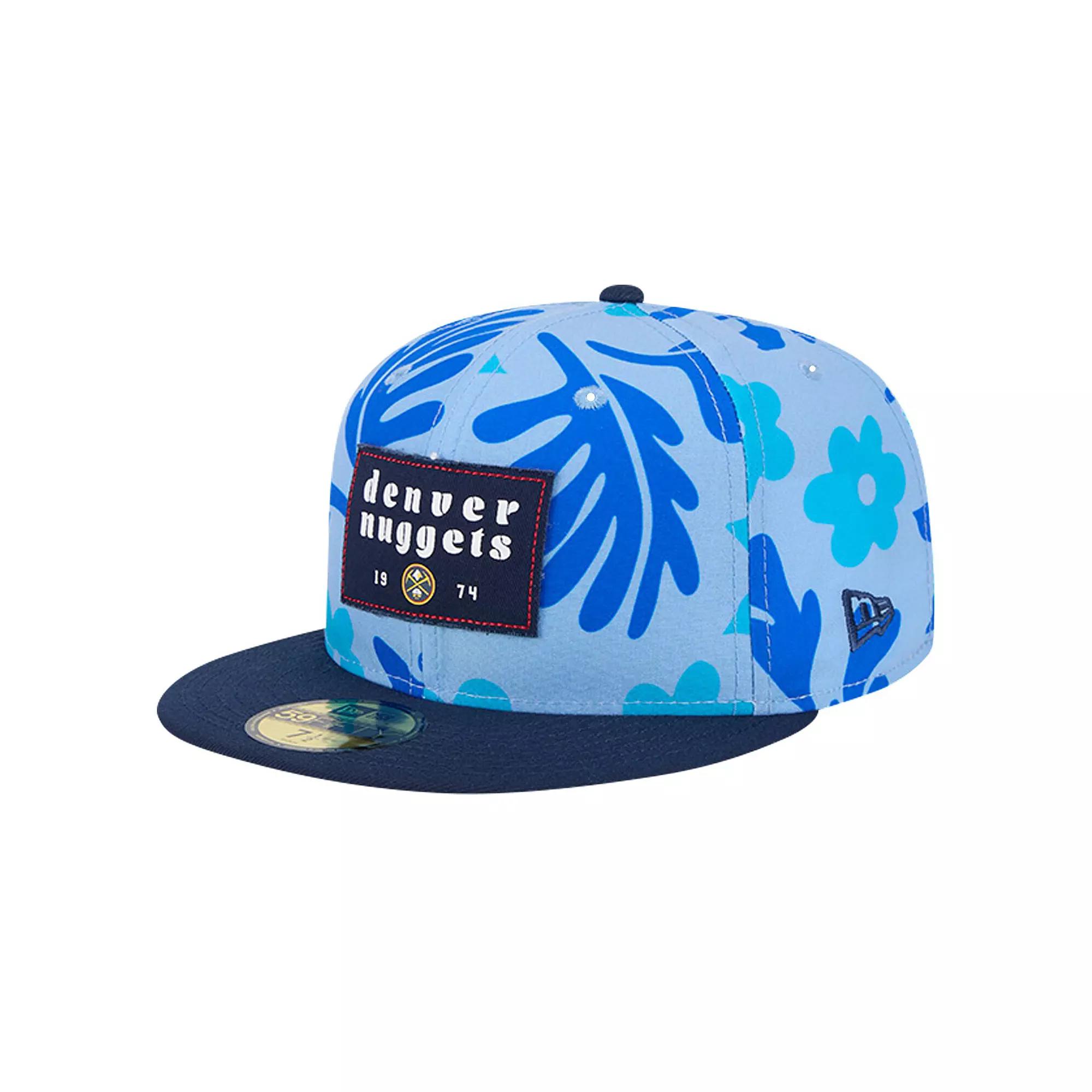 Men's New Era Blue Denver Nuggets Palm Fronds 2-Tone 59FIFTY Fitted Hat,  Product Image
