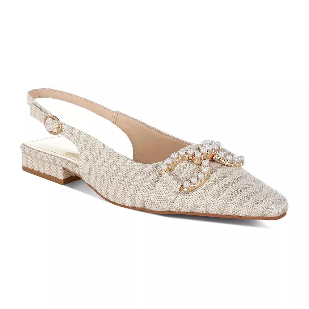 London Rag Crina Women's Pointed Toe Striped Slingback Dress Shoes, Size: 5, Gold Product Image