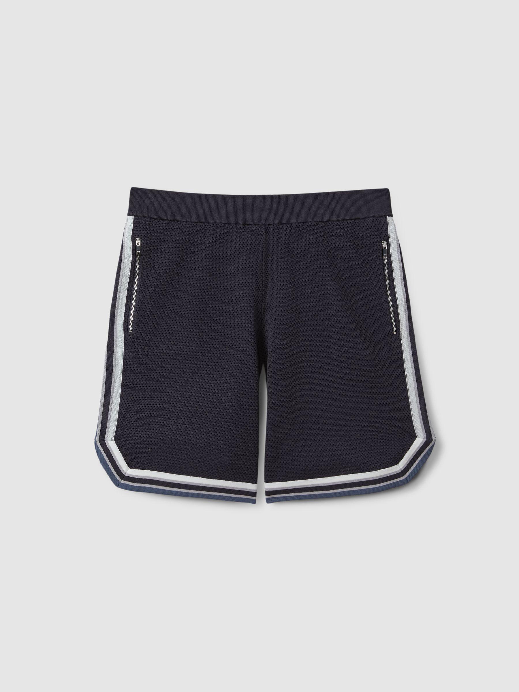 Knitted Elasticated Waist Shorts in Navy Multi Product Image