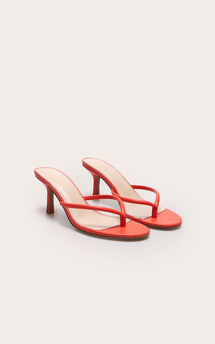 Burnt Orange PU Round Toe Thong Mid Heel Mules Product Image