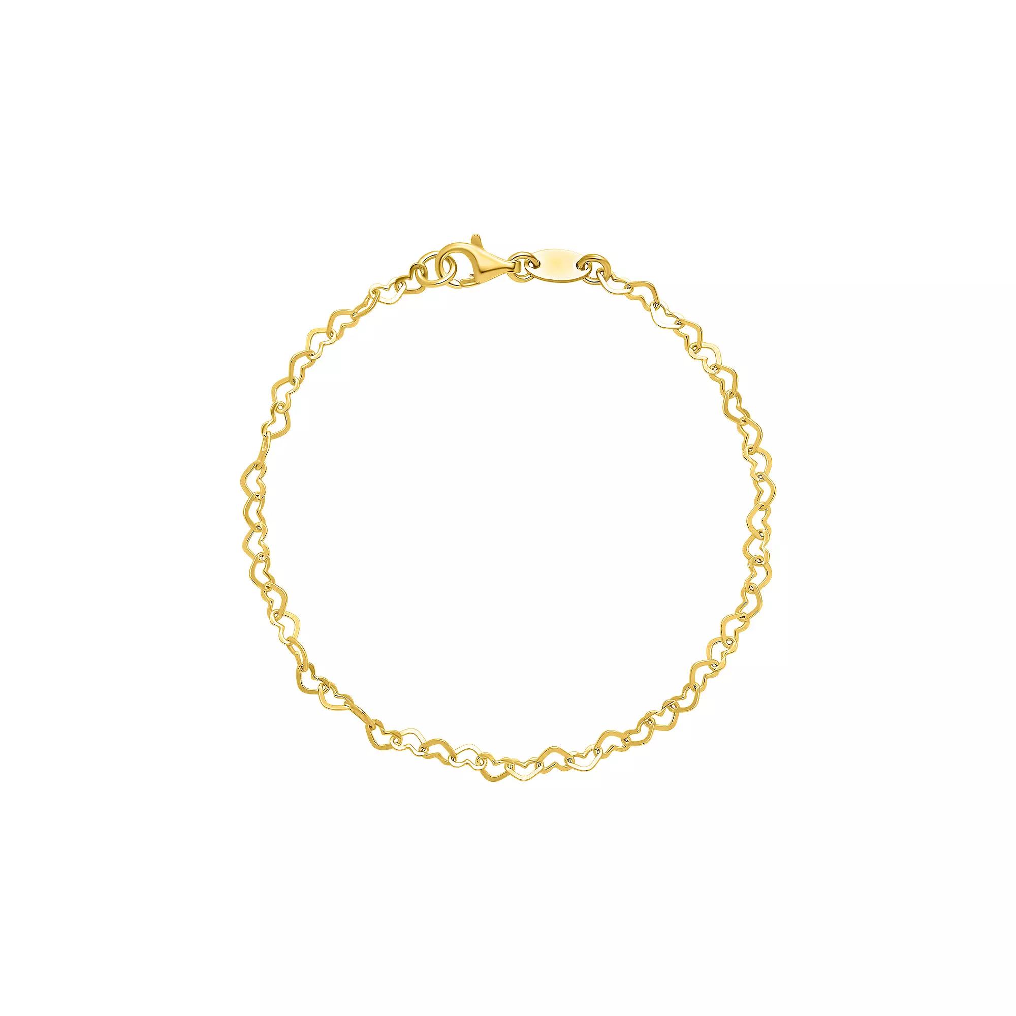 PRIMROSE Sterling Silver Open Heart Link 8 Inch Chain Bracelet, Women's, Size: 8", Yellow Gold Tone Product Image
