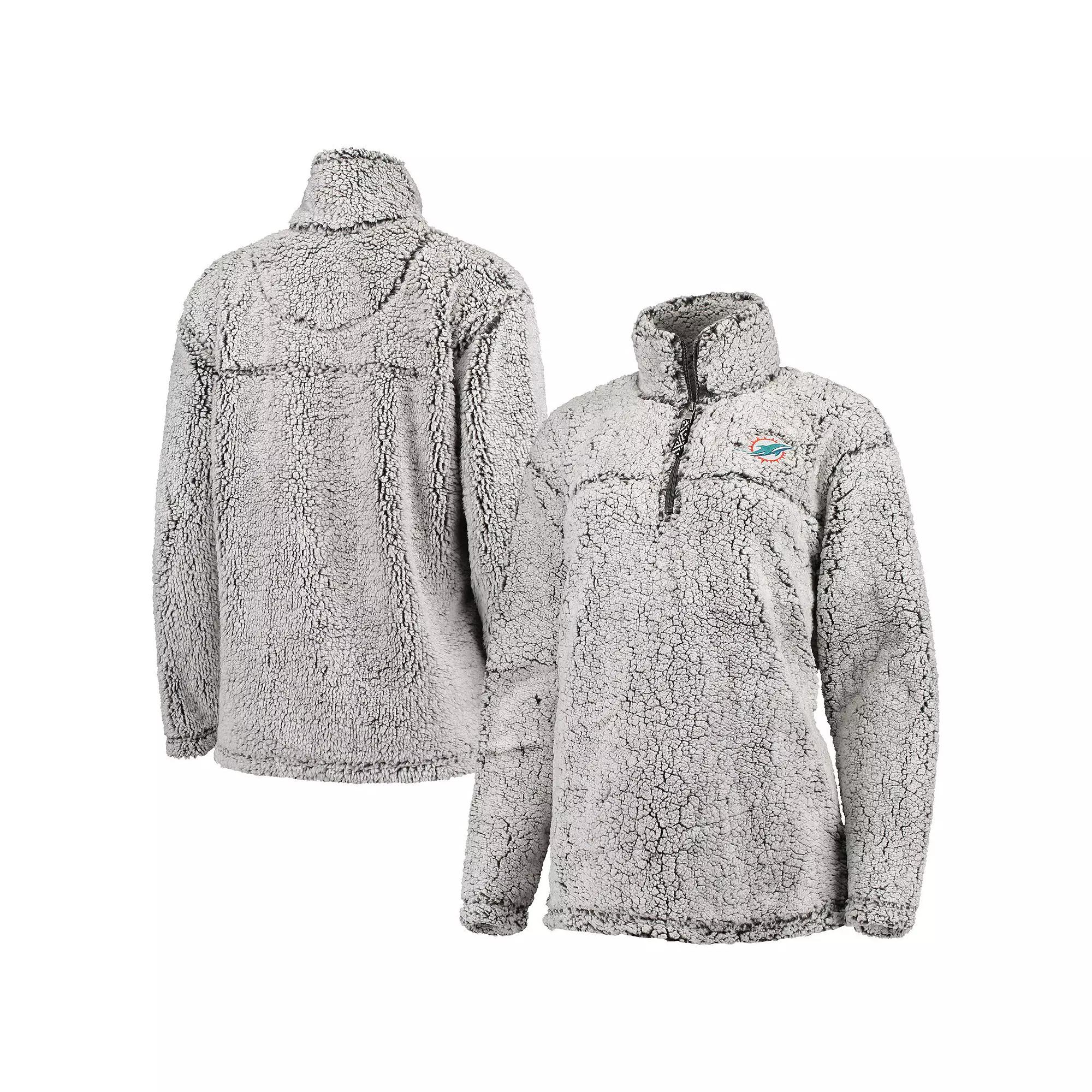 Women's Gray Green Bay Packers Sherpa Quarter-Zip Pullover Jacket,  Product Image