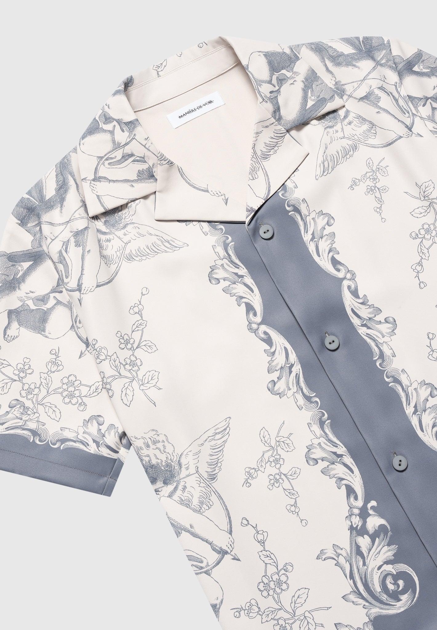 Marc - Signature Baroque Resort Shirt - Cream/Grey Male Product Image