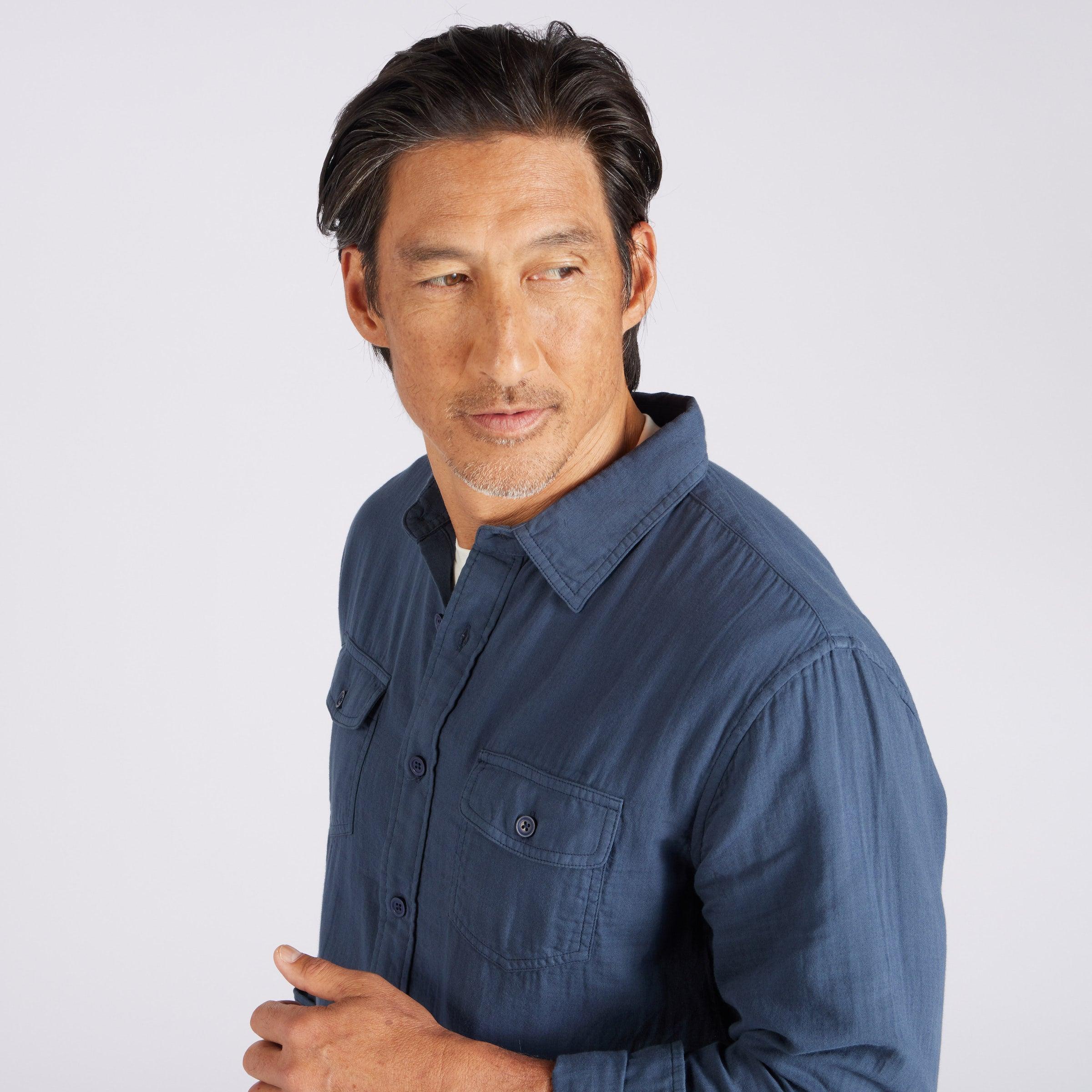 Brando Lightweight Double Cloth Shirt - Midnight Navy Product Image