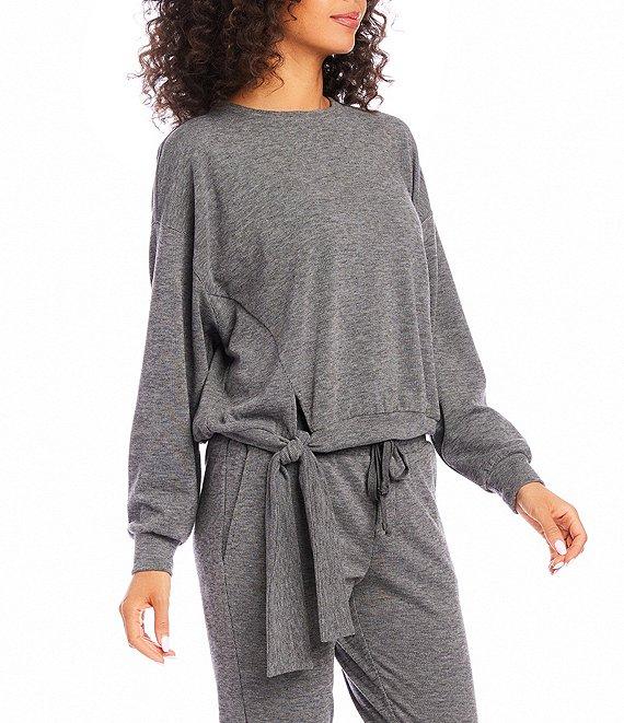 Karen Kane Crew Neck Long Sleeve Side Tie Top Product Image