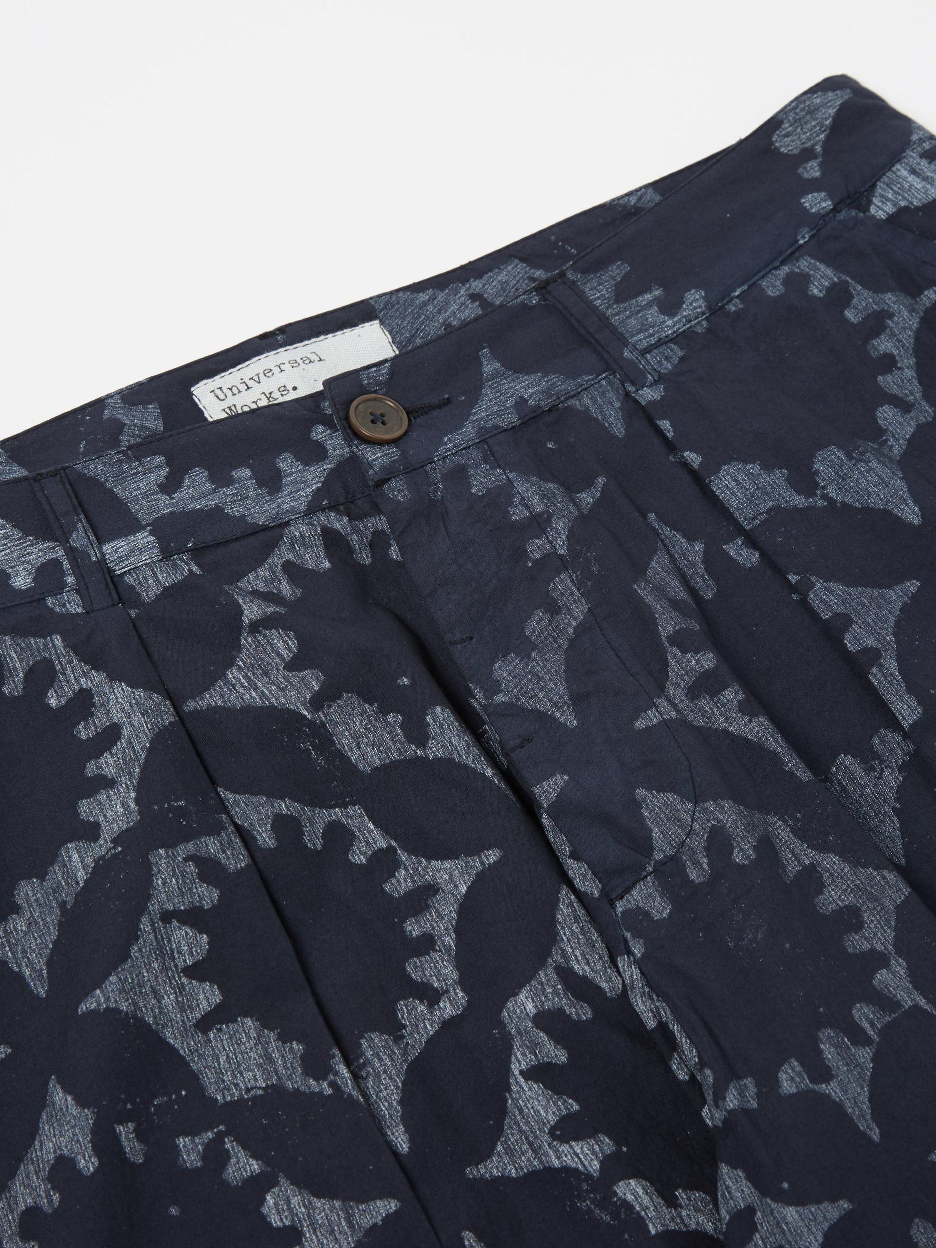Universal Works Duke Pant in Navy Over Dyed Sun Print Product Image
