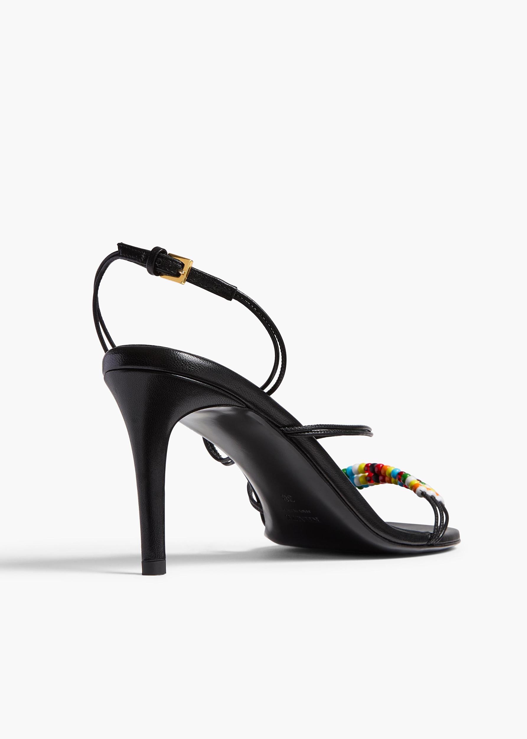 Loop Sandal with Beads in Black Leather Product Image