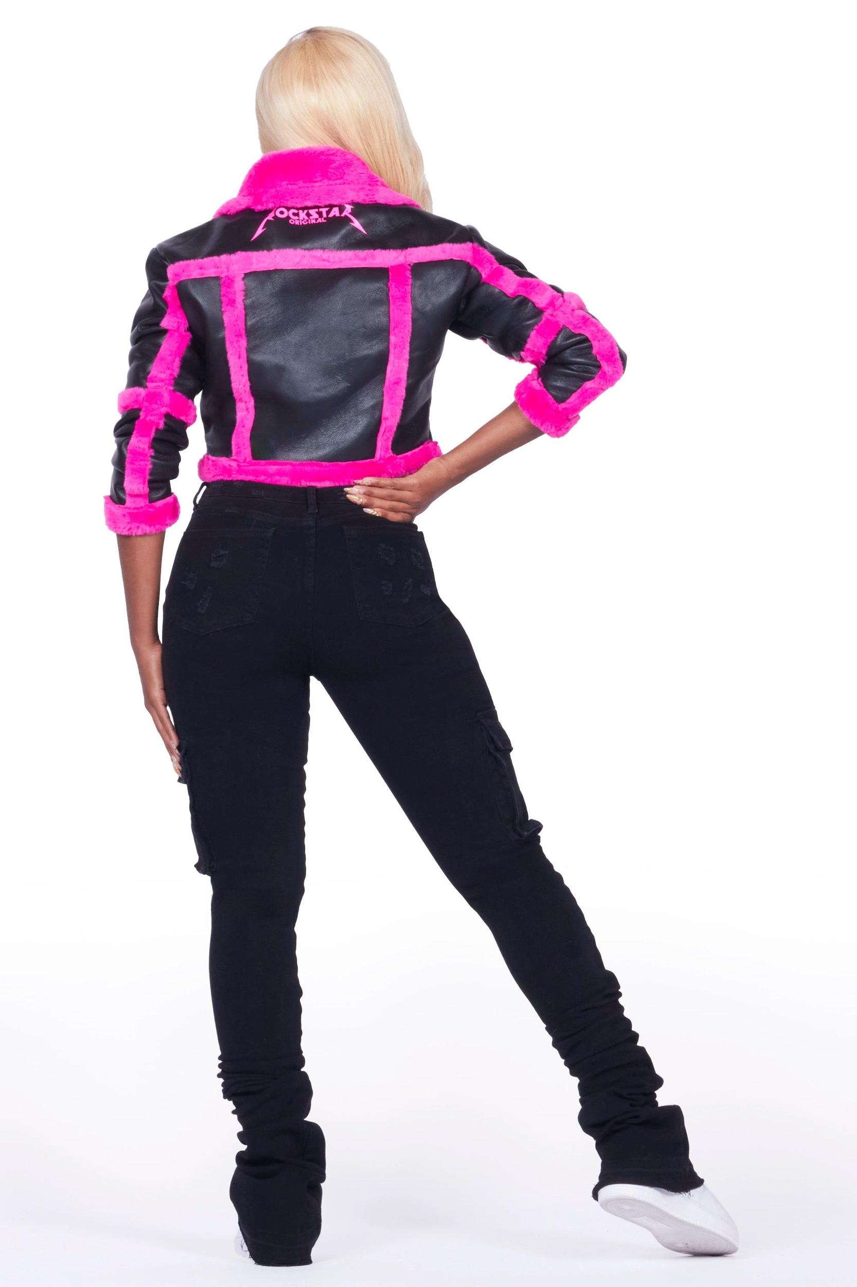 Olympia Black Faux Leather Jacket Female Product Image