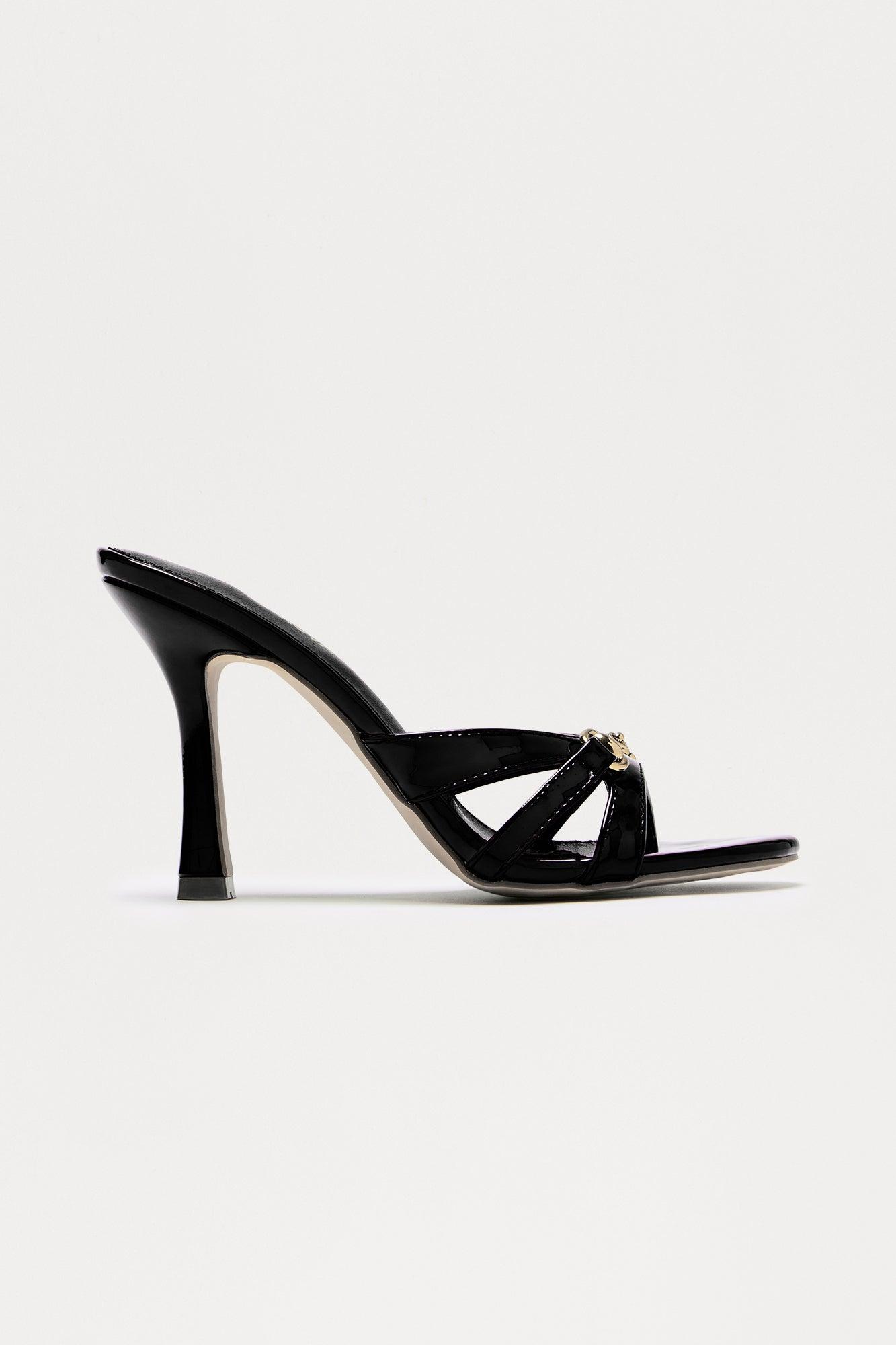 Cider Hardware Faux Patent Heels - Black Product Image