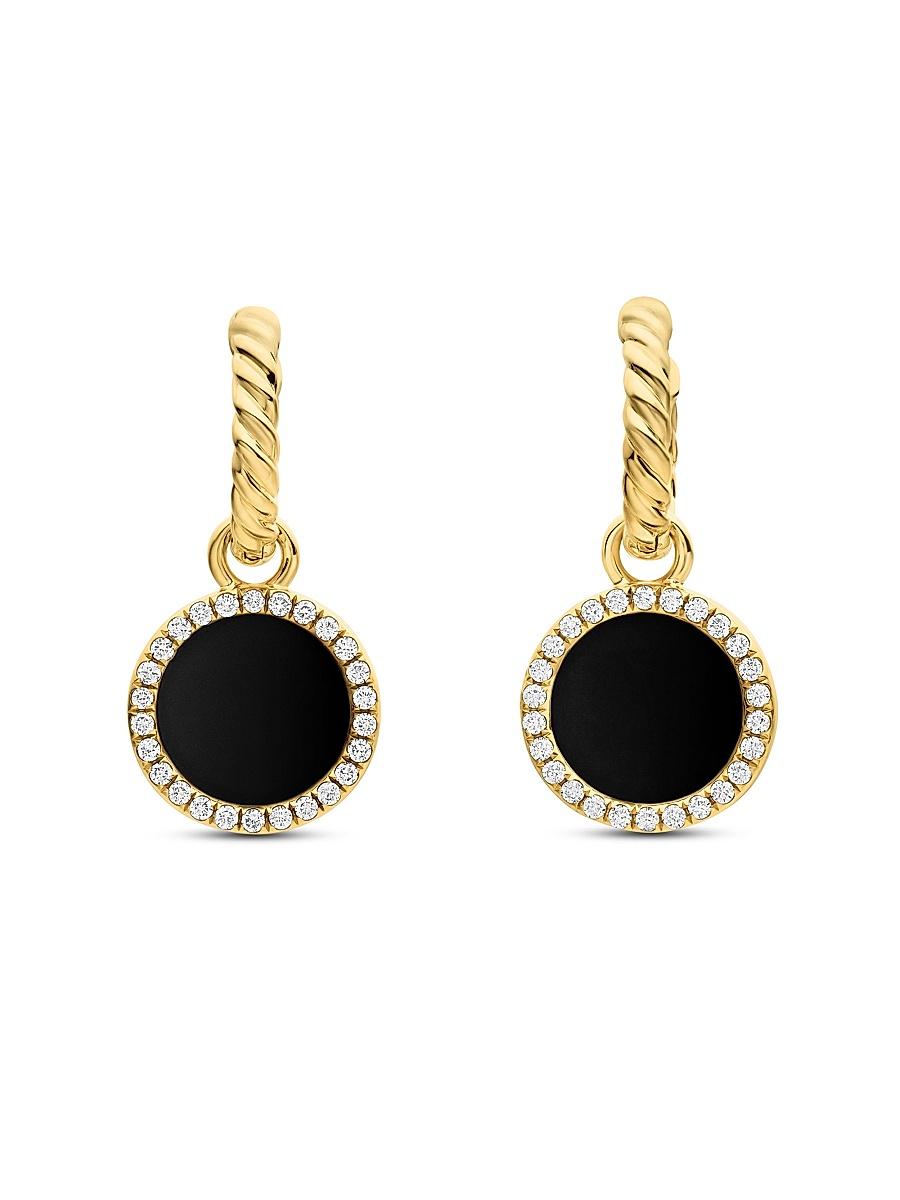 Womens Petite DY Elements Drop Earrings in 18K Yellow Gold with Pav Diamonds Product Image