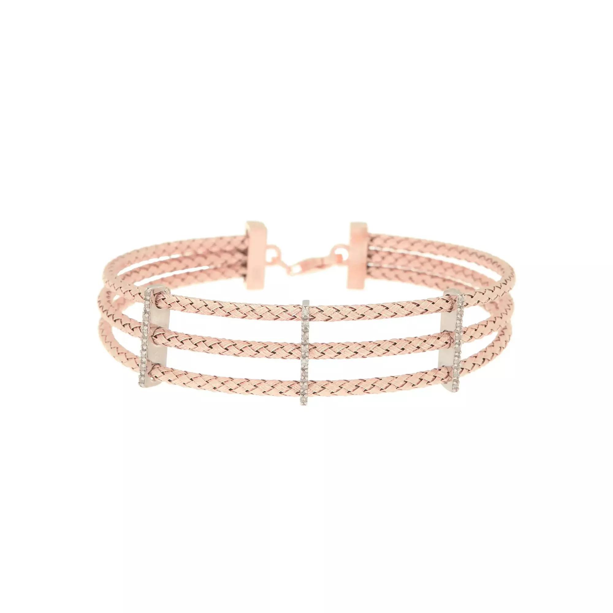 Meshmerise 1/6 Carat T.W. Diamond Triple Row Bracelet, Women's, Size: 7", Pink Tone Product Image