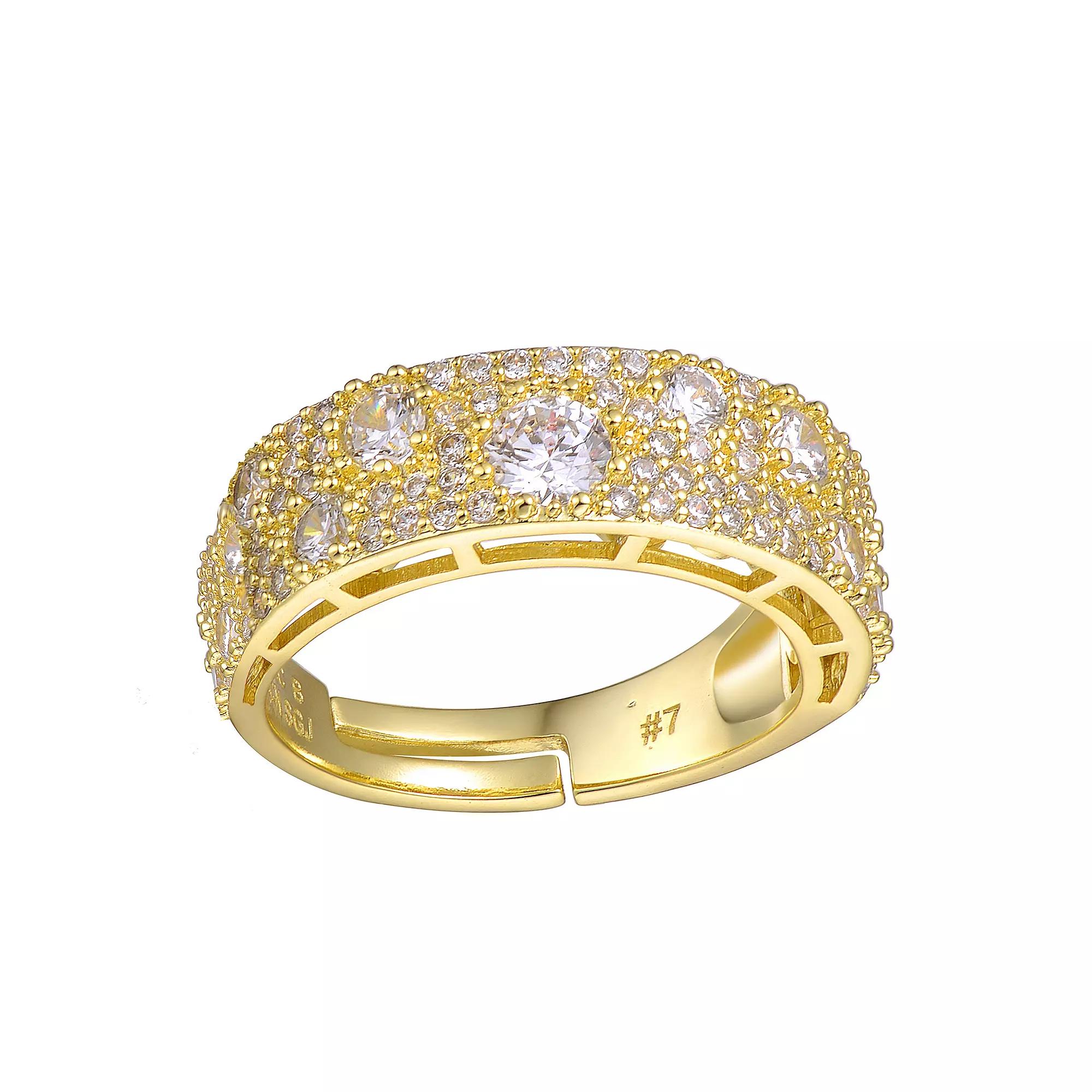 Gold Tone Cubic Zirconia & Diamond Accent Pave Band Ring, Womens Product Image