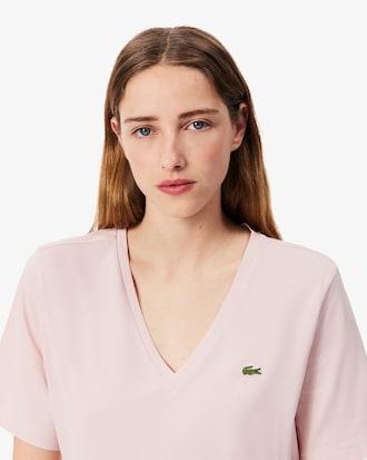 Relaxed Fit Soft Cotton V Neck T-shirt Product Image