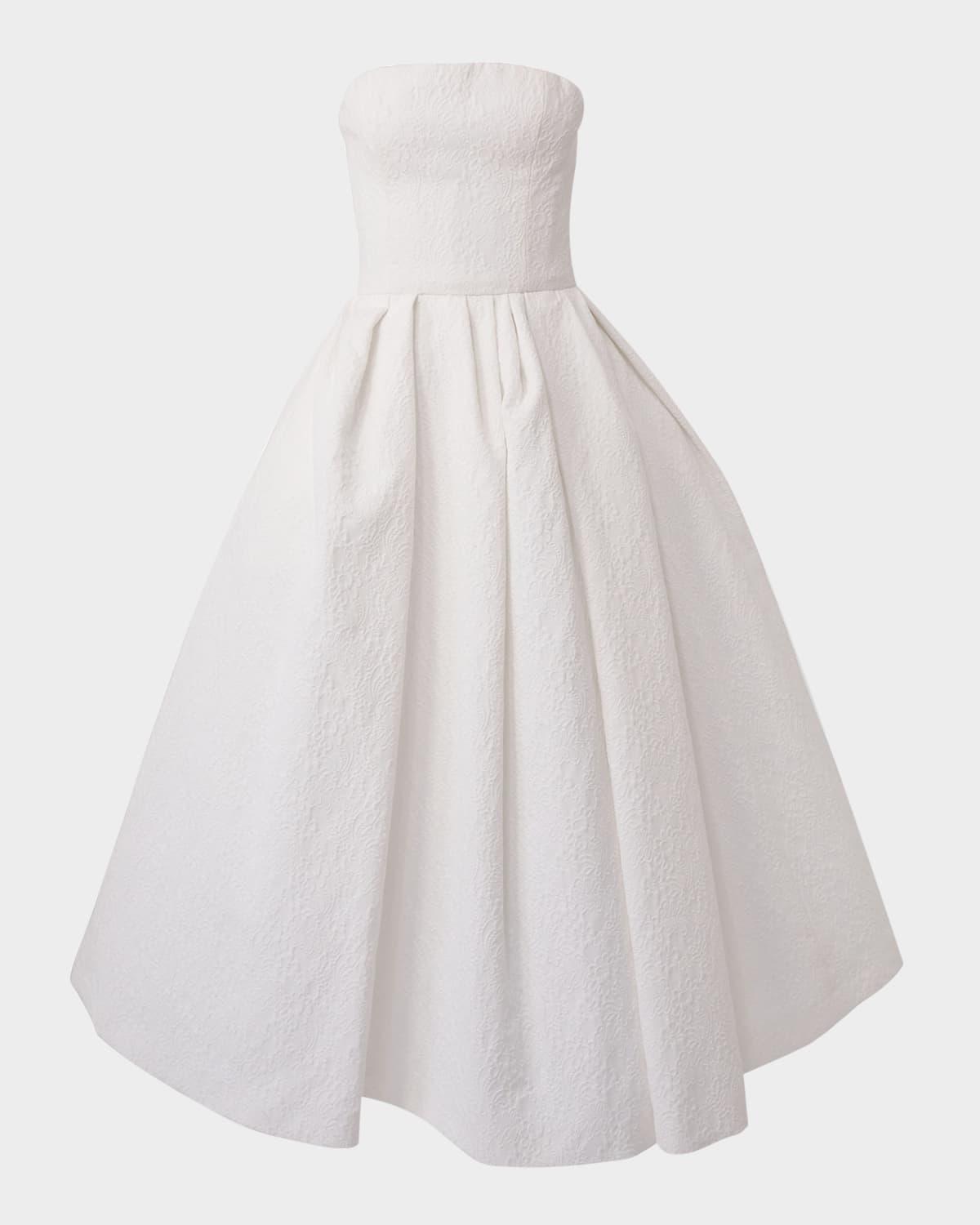 CAROLINA HERRERA Strapless Brocade Midi Dress In White Product Image