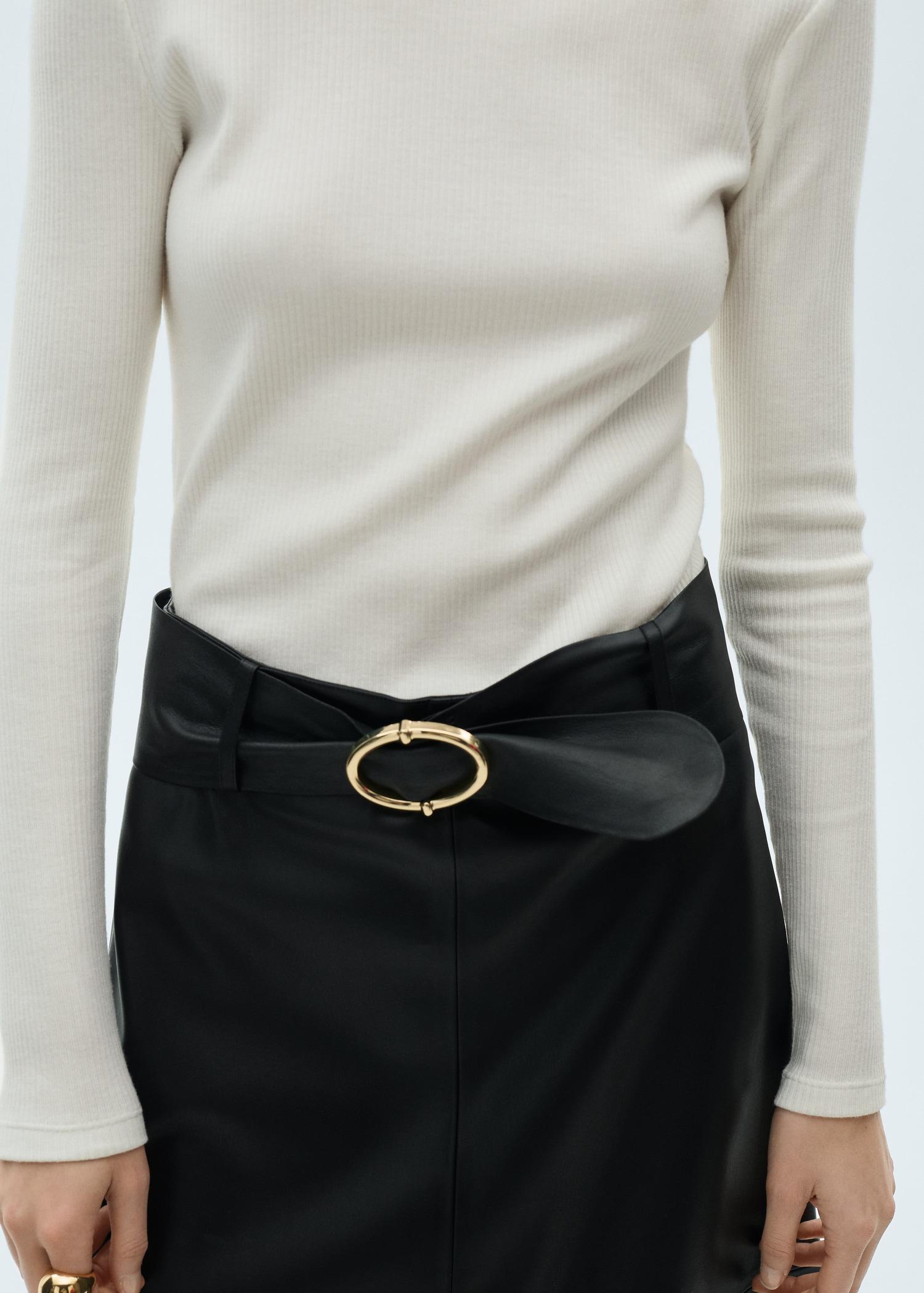 Ribbed knit button-down T-shirt - Women | MANGO USA Product Image