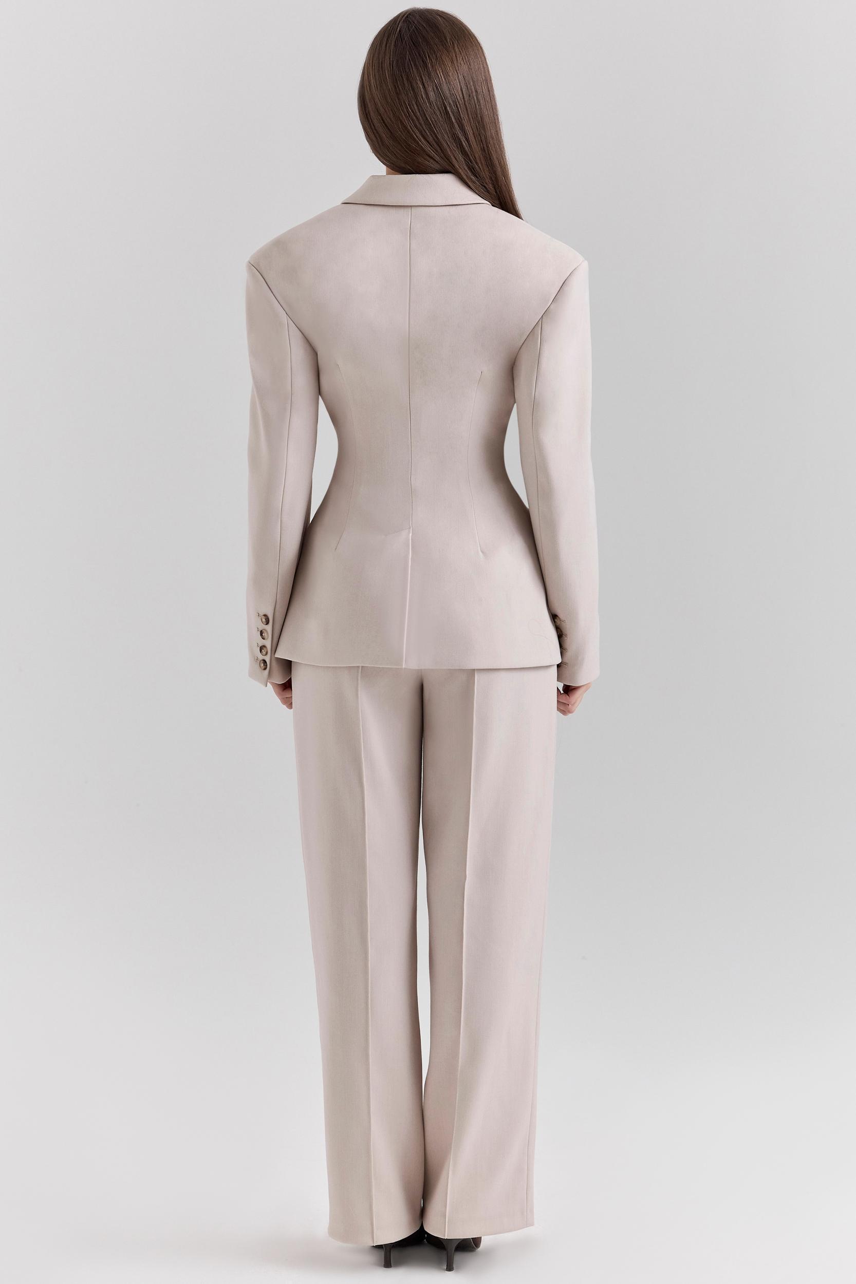 Hayden  beige high waist tailored trousers Product Image