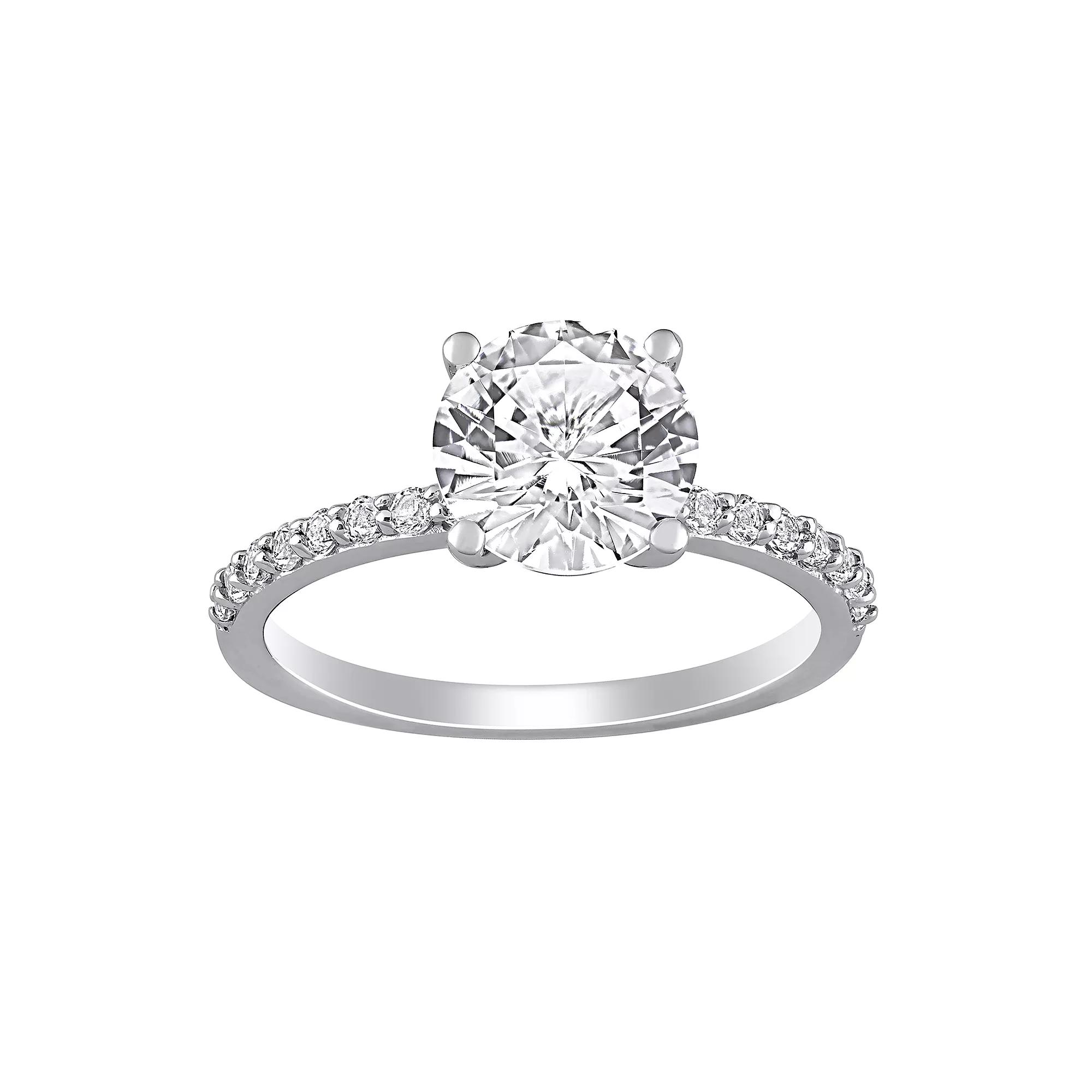 Stella Grace 10k White Gold Lab-Created White Sapphire Solitaire Ring, Women's, Size: 9.50, 10k Whgold Product Image